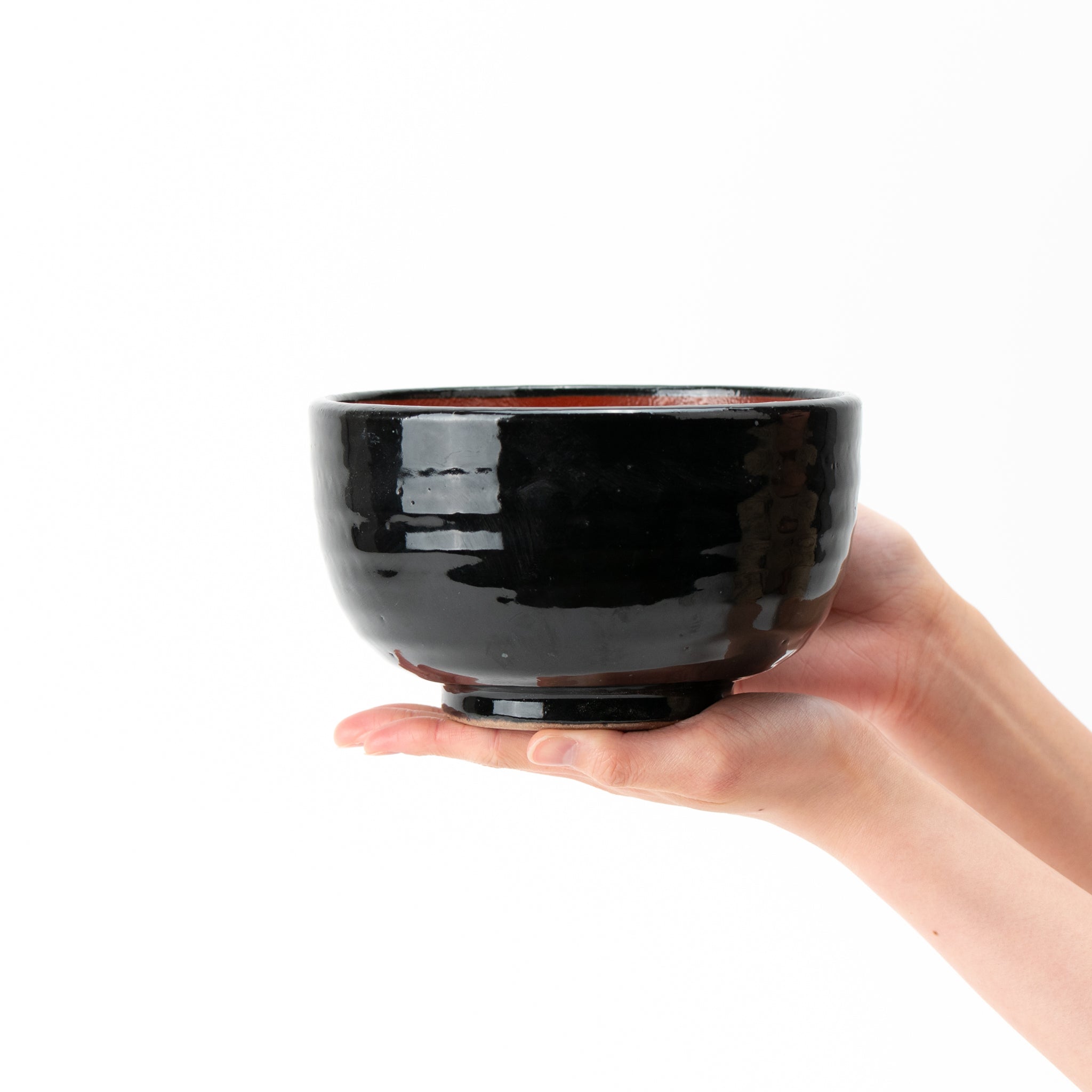 Red and Black Rounded Donburi Bowl