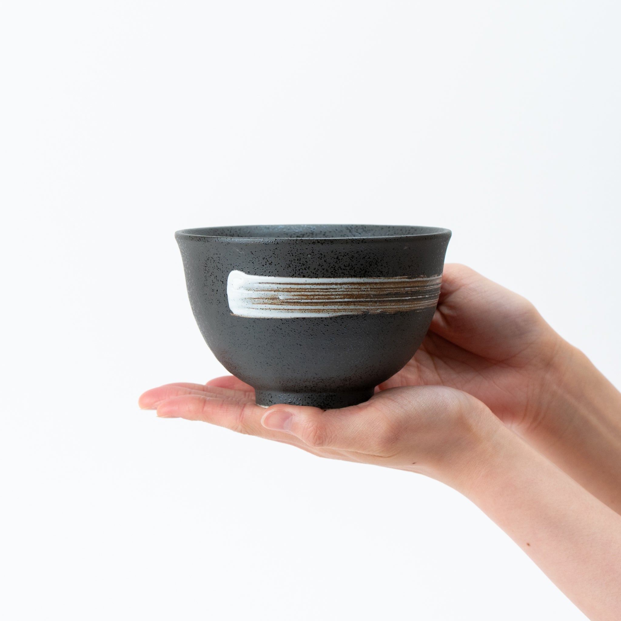 White Brush Tenmoku Flared Tamori Bowl