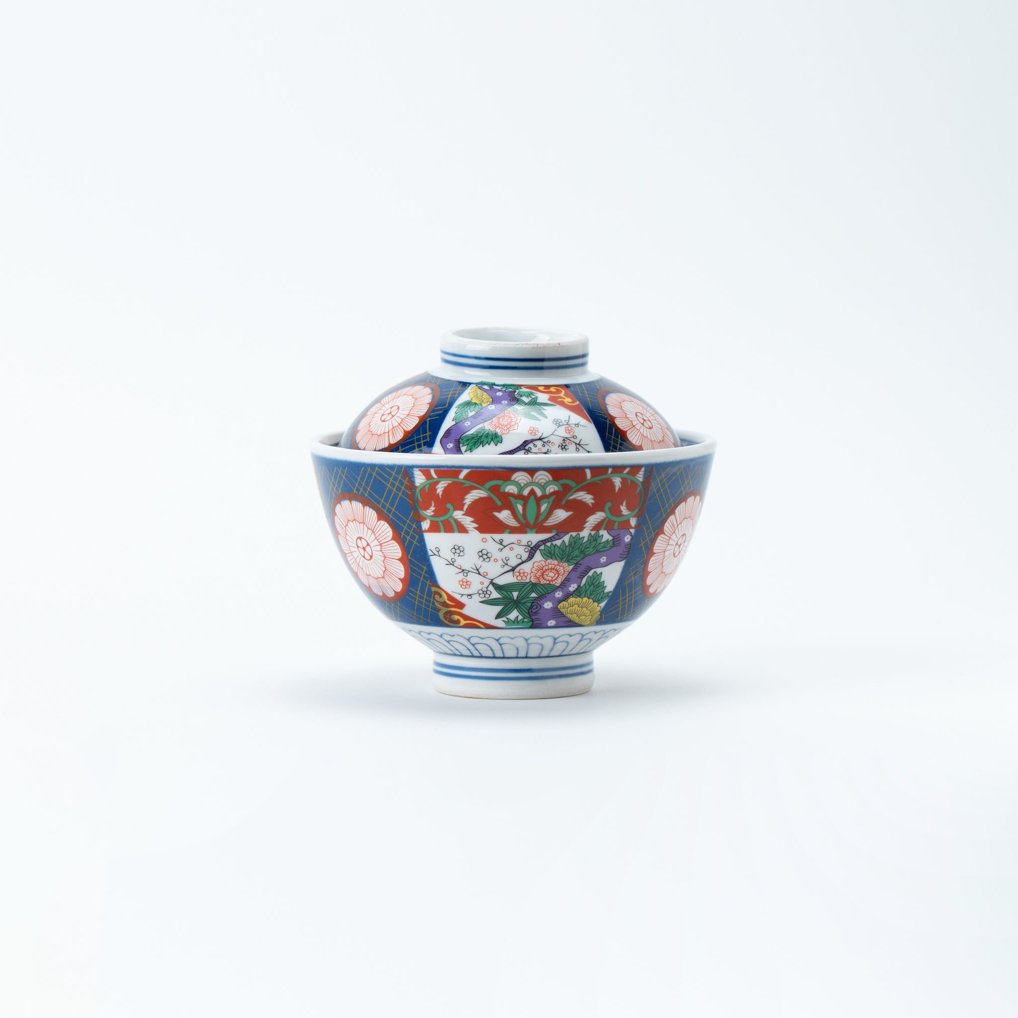 Splendid Brocade Peony Lidded Donburi Bowl