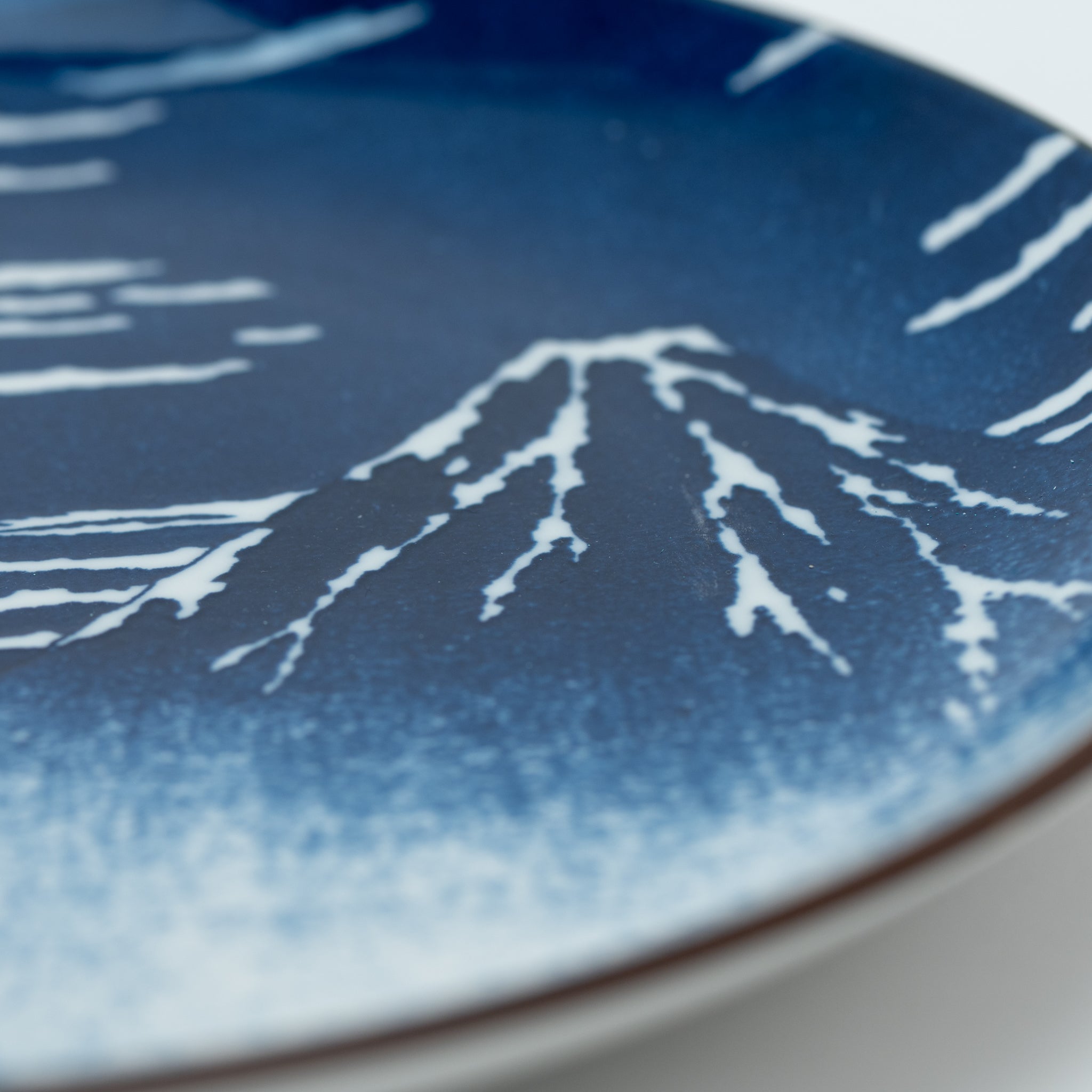 'Blue Fuji' Large Plate, Hokusai Inspired