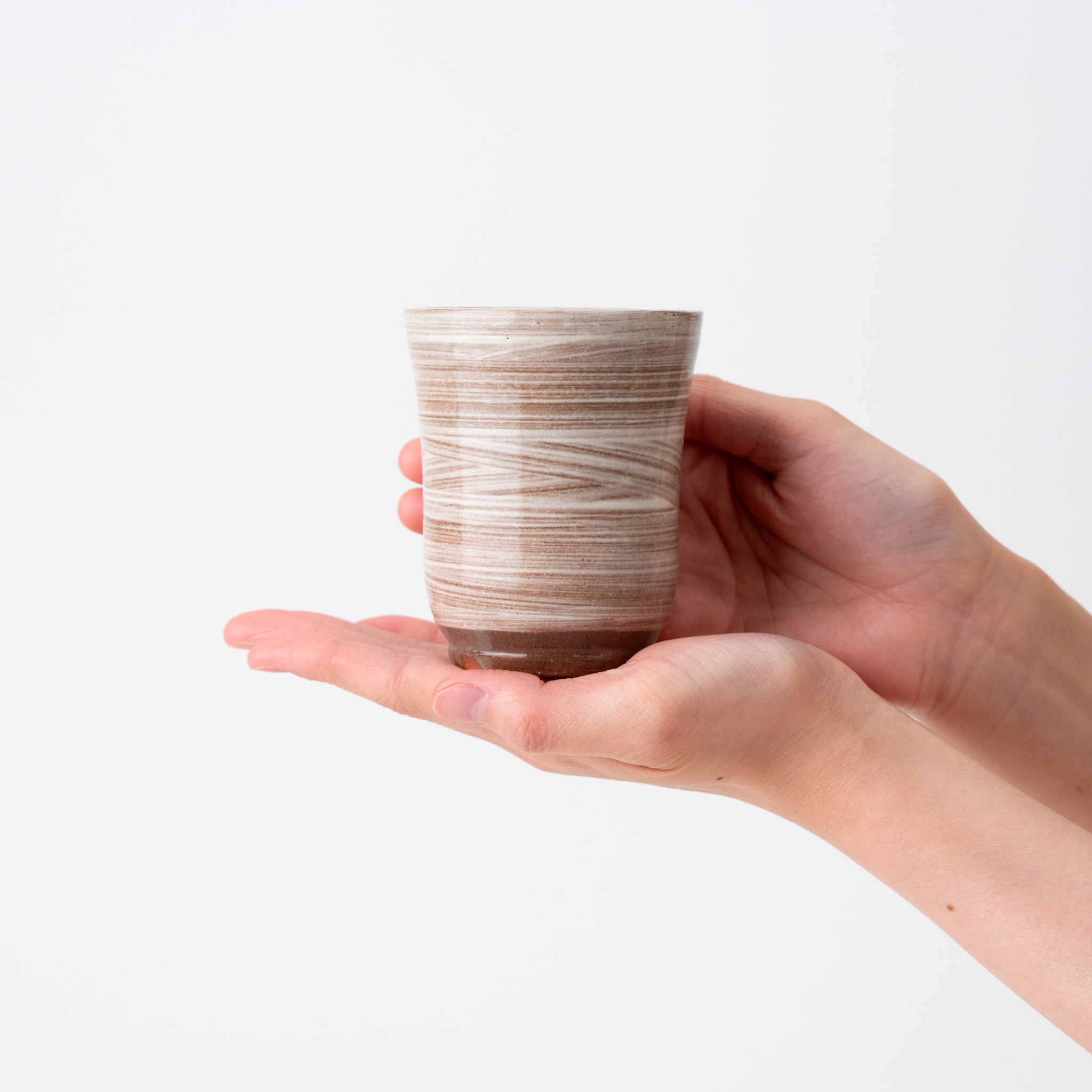 White & Brown Cocoon Long Yunomi Teacup