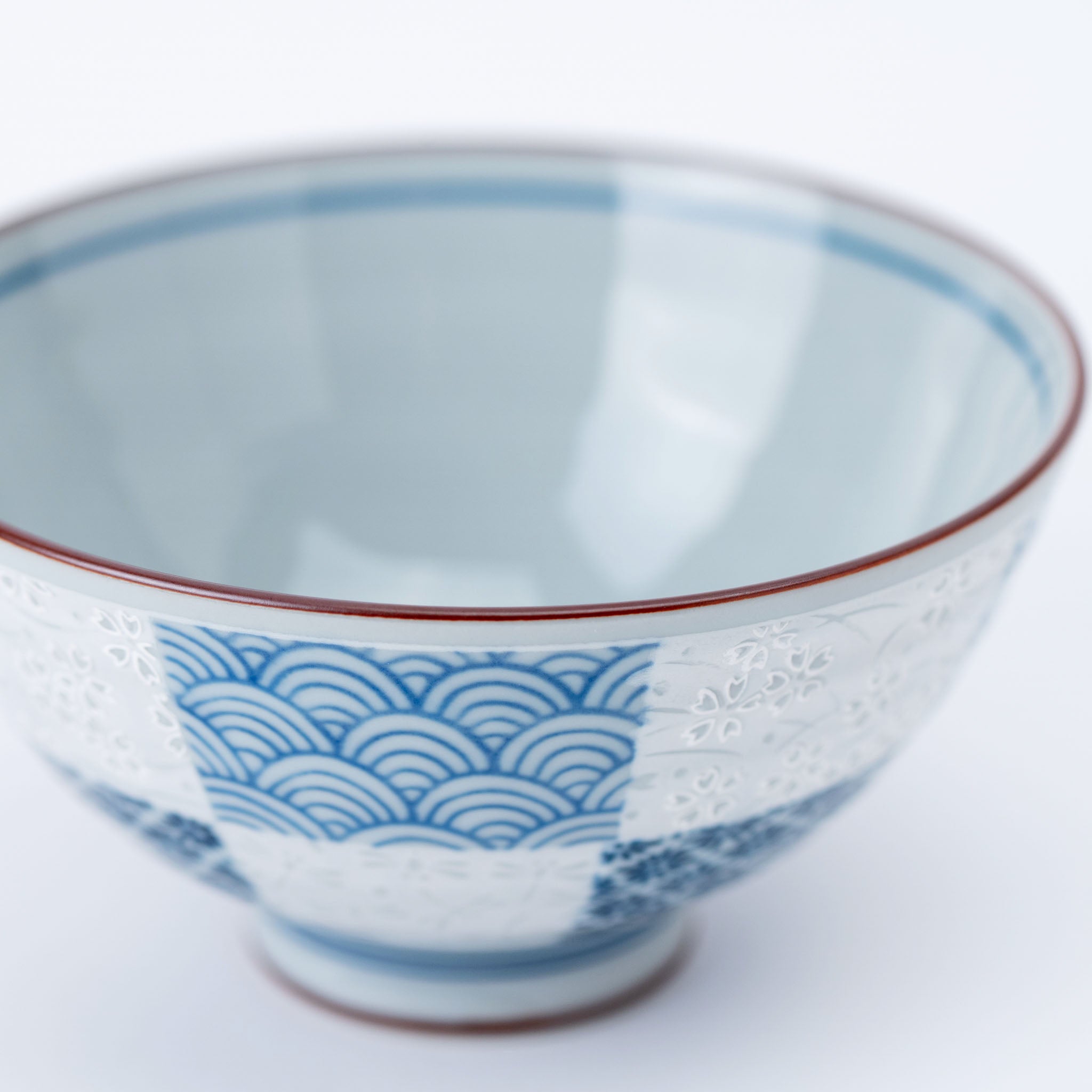 Blue Traditional Japanese Pattern Rice Bowl