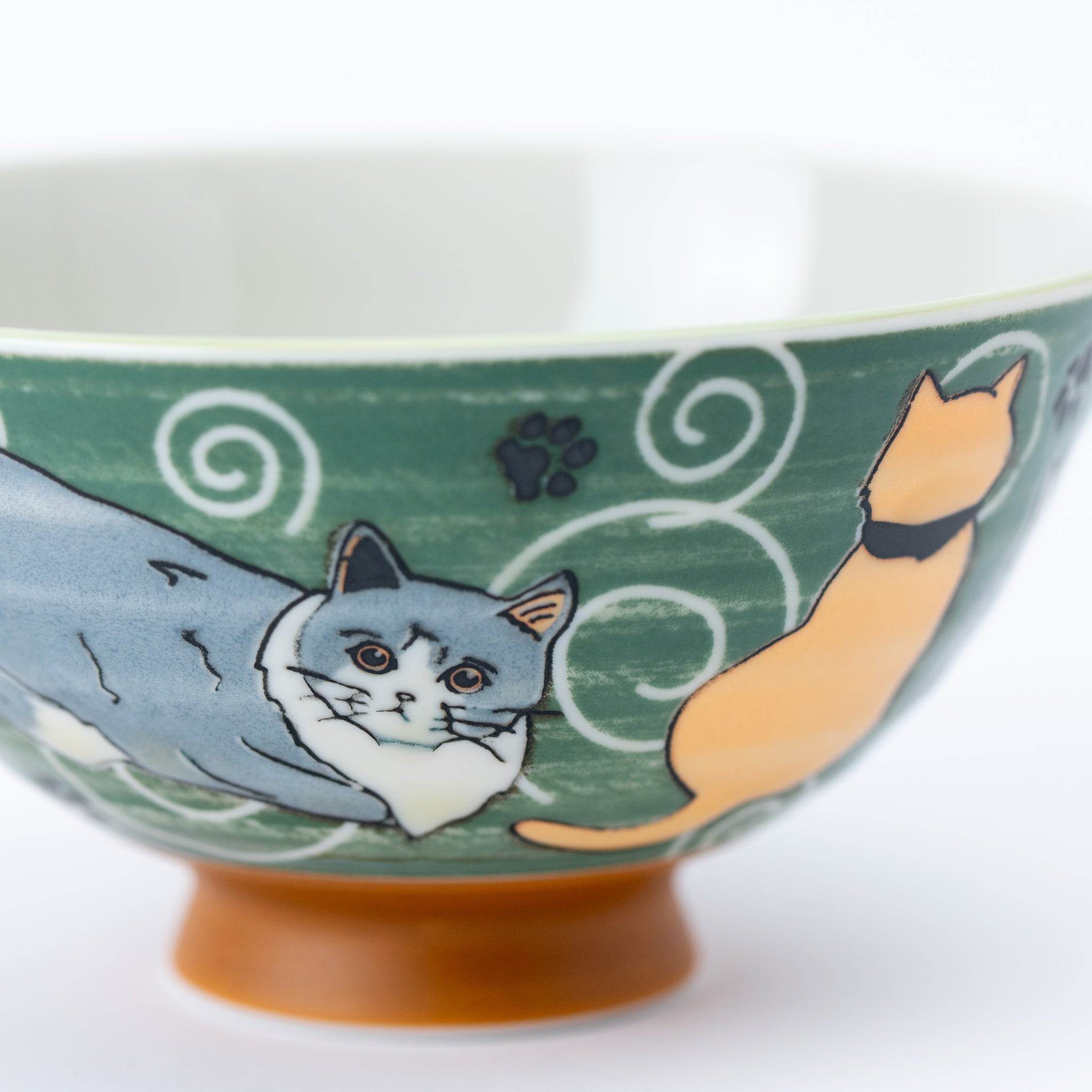 Cat Green Swirl Rice Bowl
