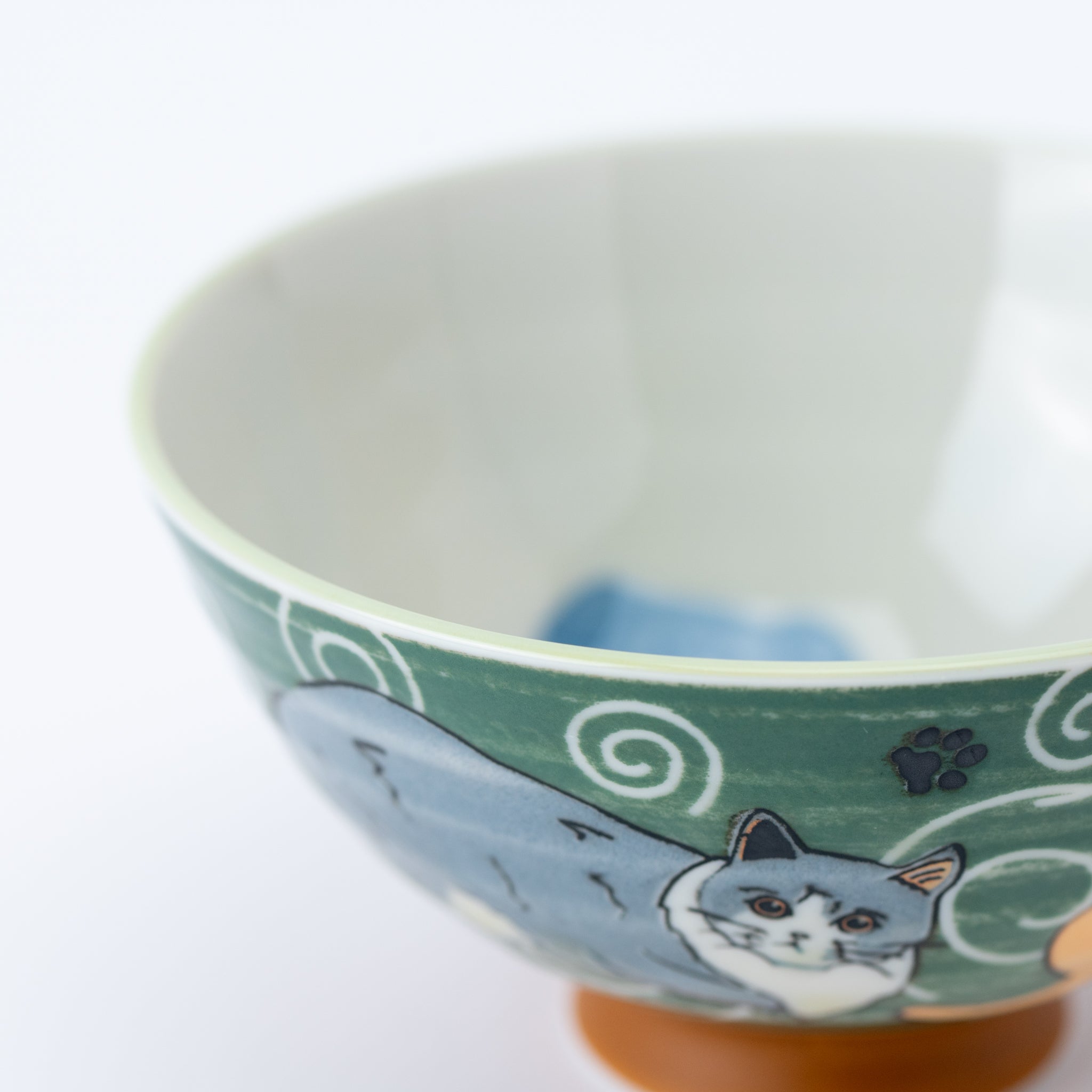 Cat Green Swirl Rice Bowl