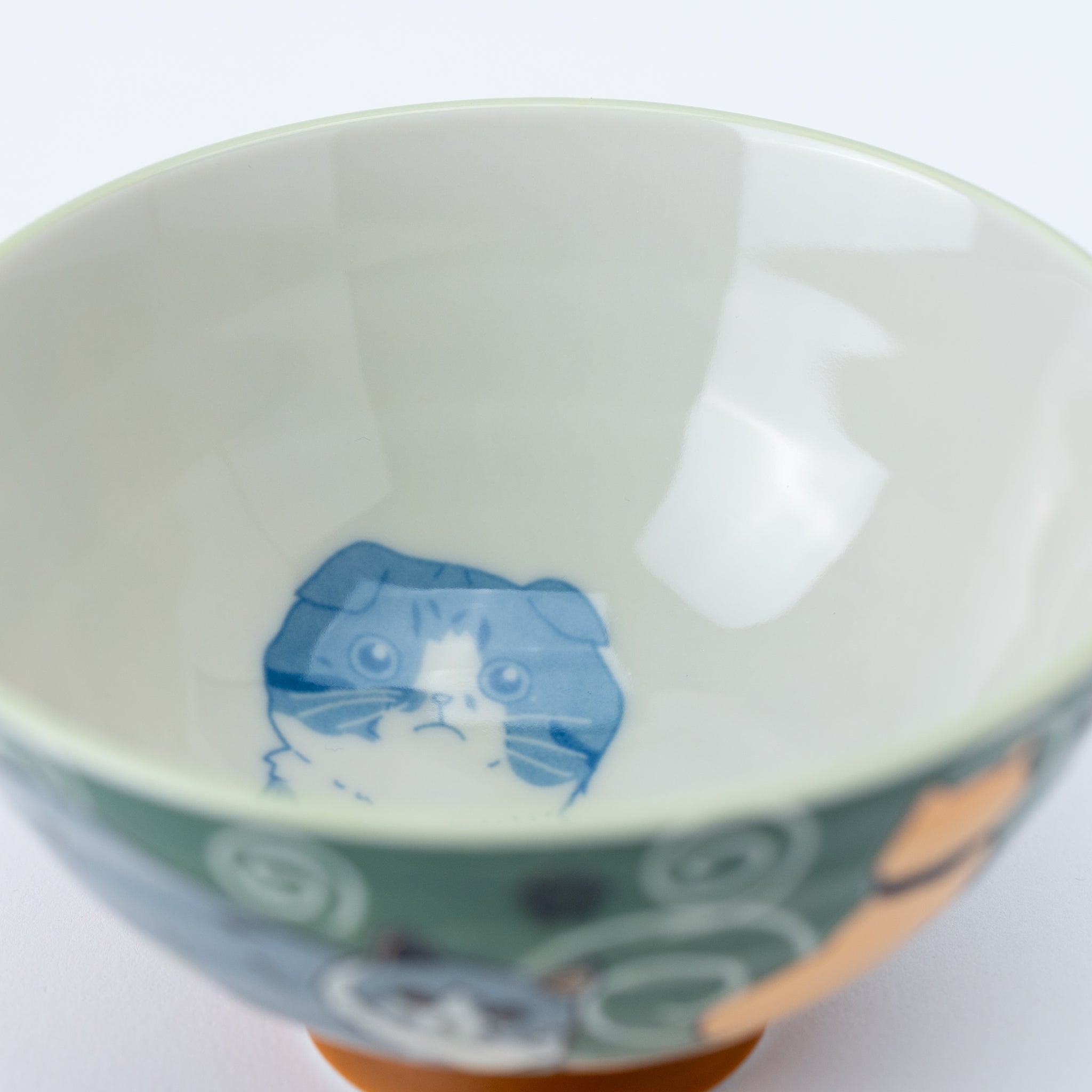 Cat Green Swirl Rice Bowl