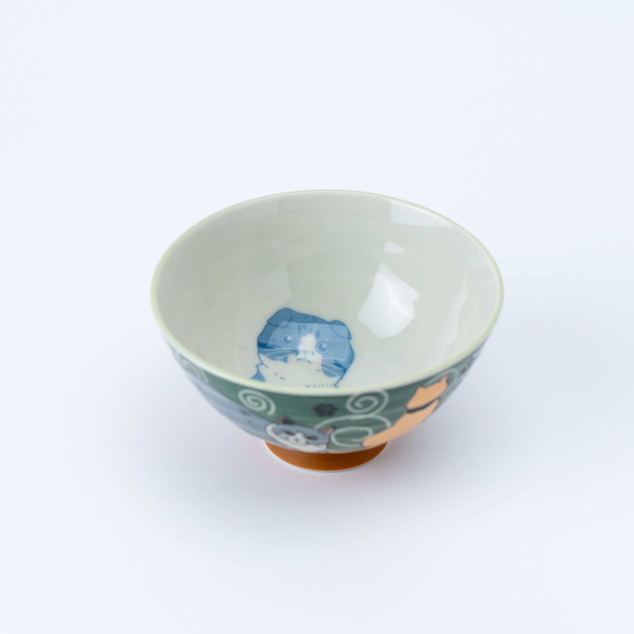 Cat Green Swirl Rice Bowl