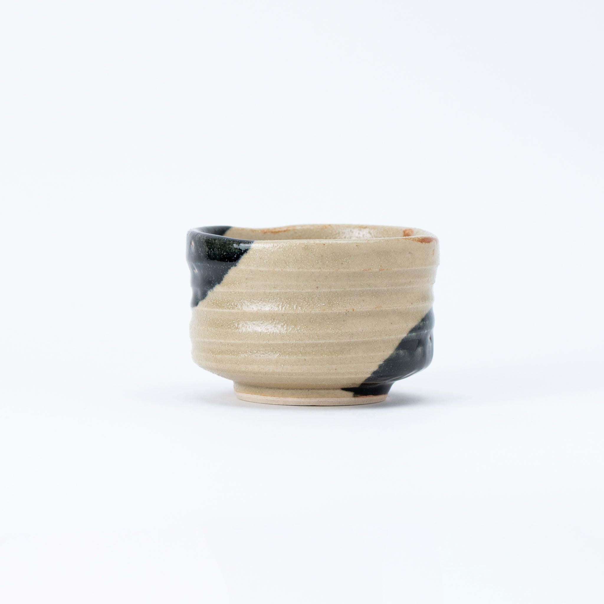 Black and Sand Beige Brushstroke Matcha Bowl