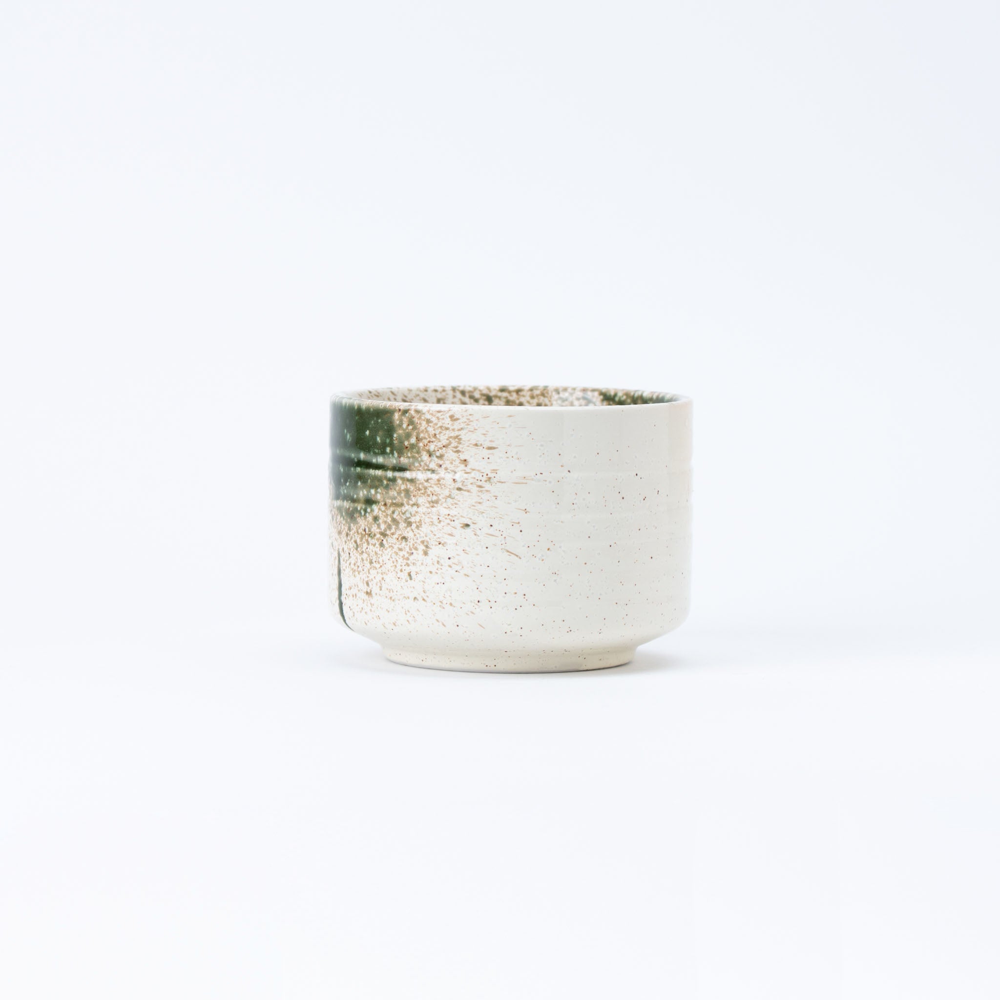 Green and Sand Beige Splash Matcha Bowl