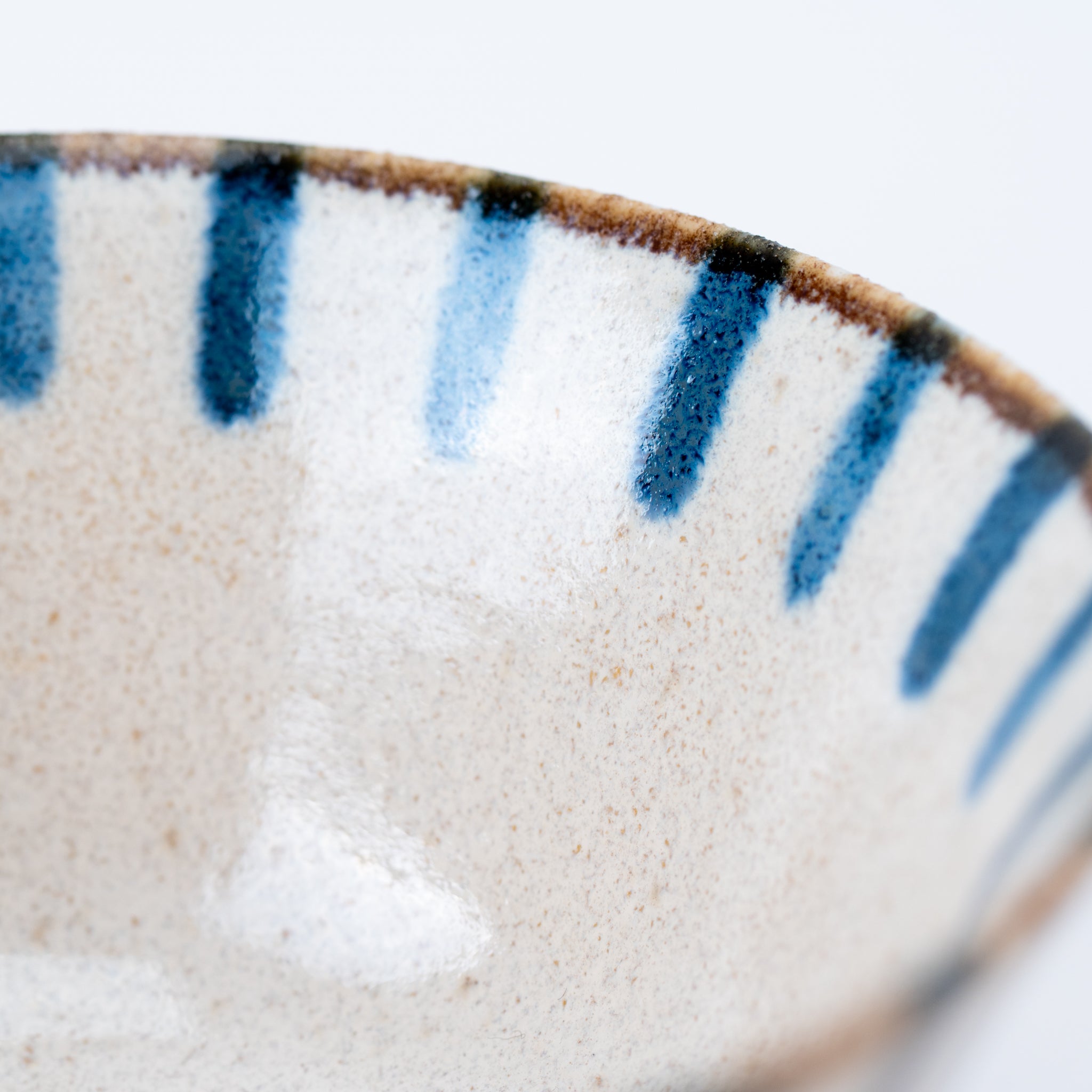 Simple Blue and Brown Stripe Donburi Bowl