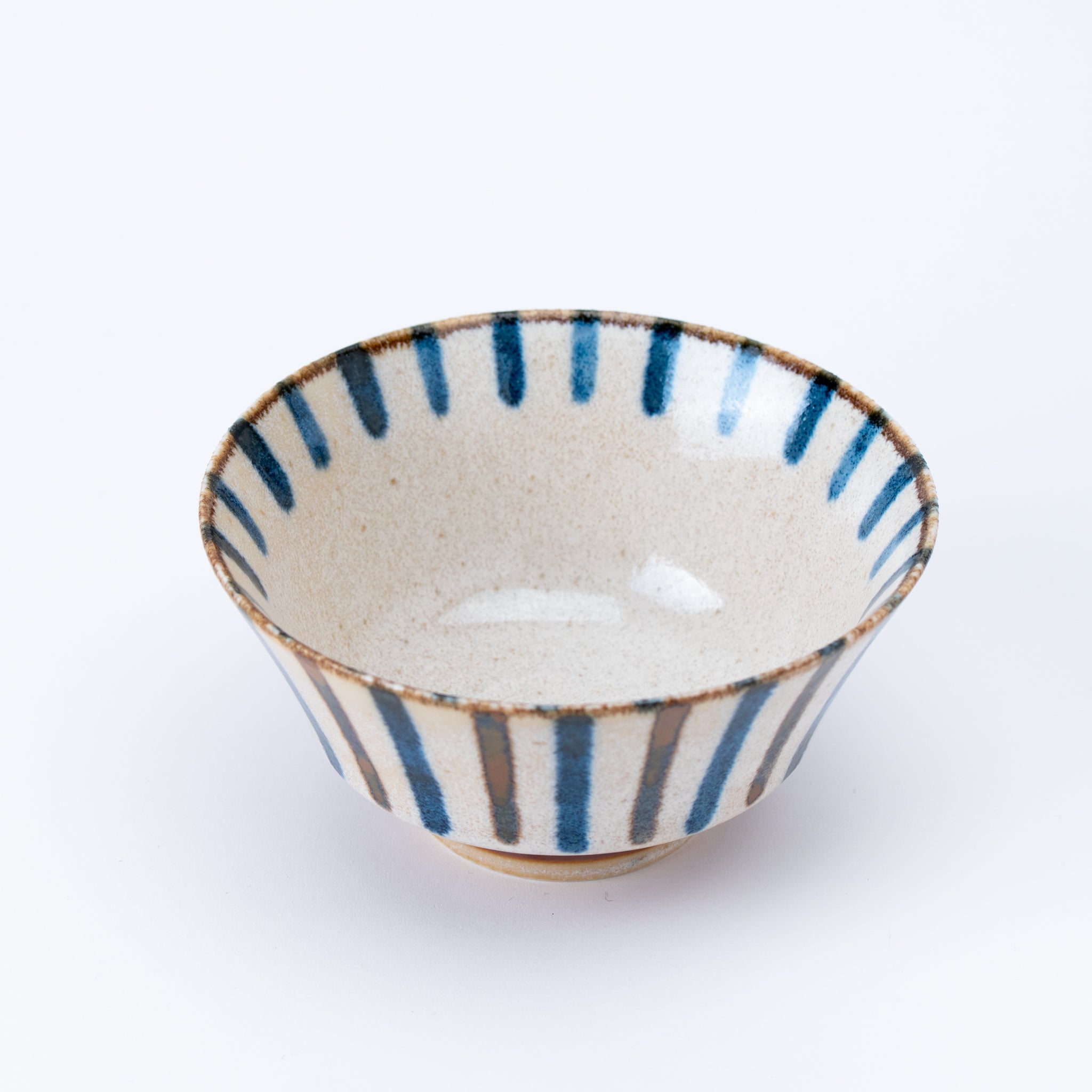 Simple Blue and Brown Stripe Donburi Bowl