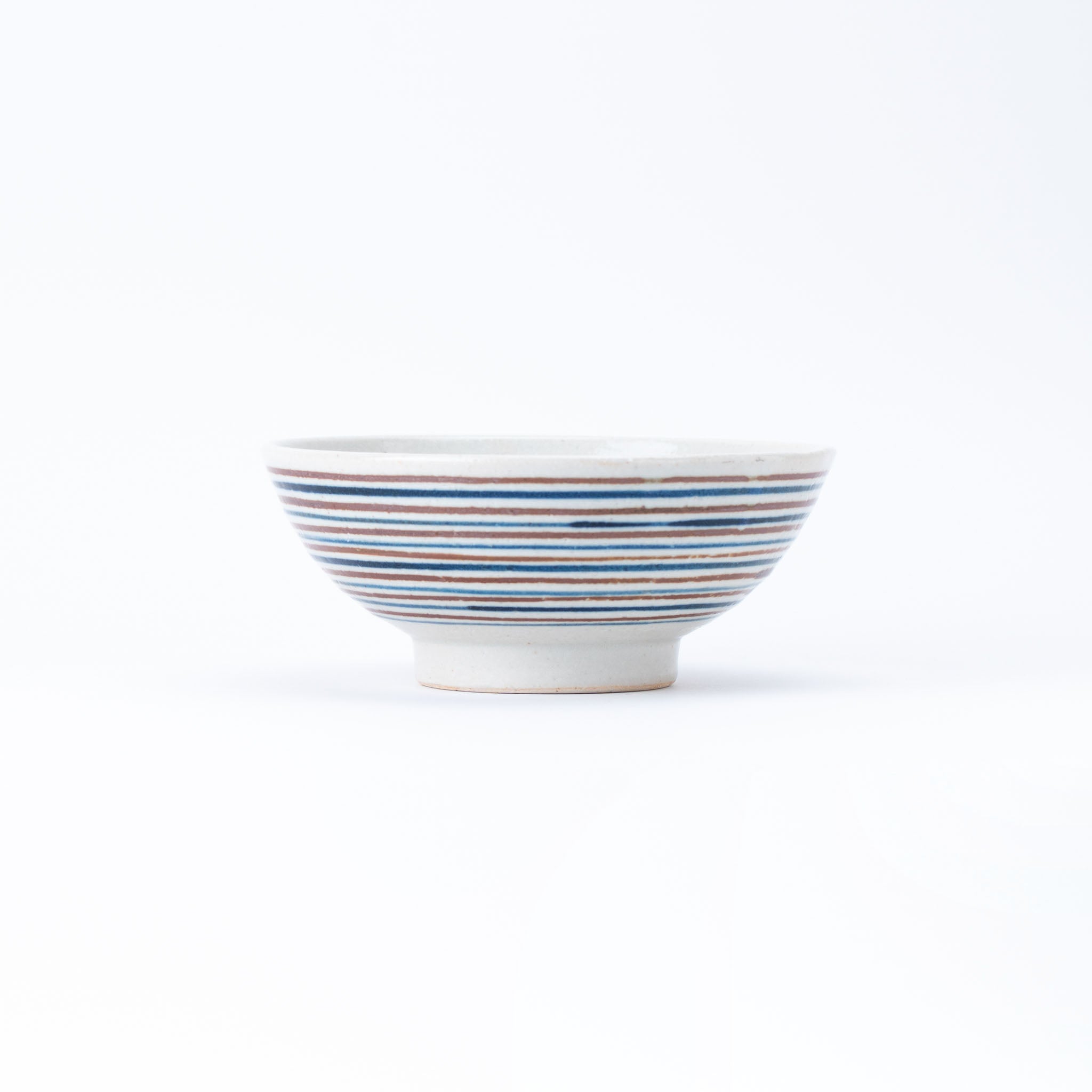 Blue and Brown Striped Donburi Bowl