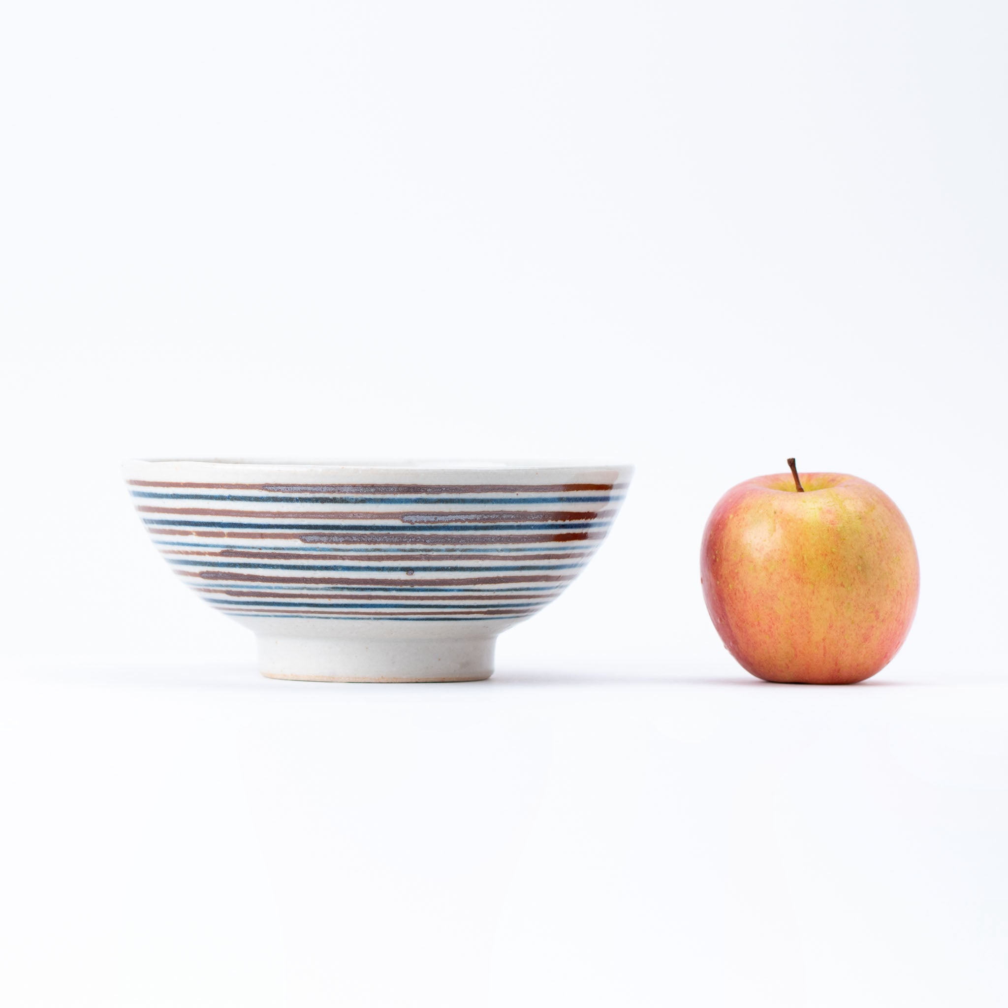 Blue and Brown Striped Donburi Bowl