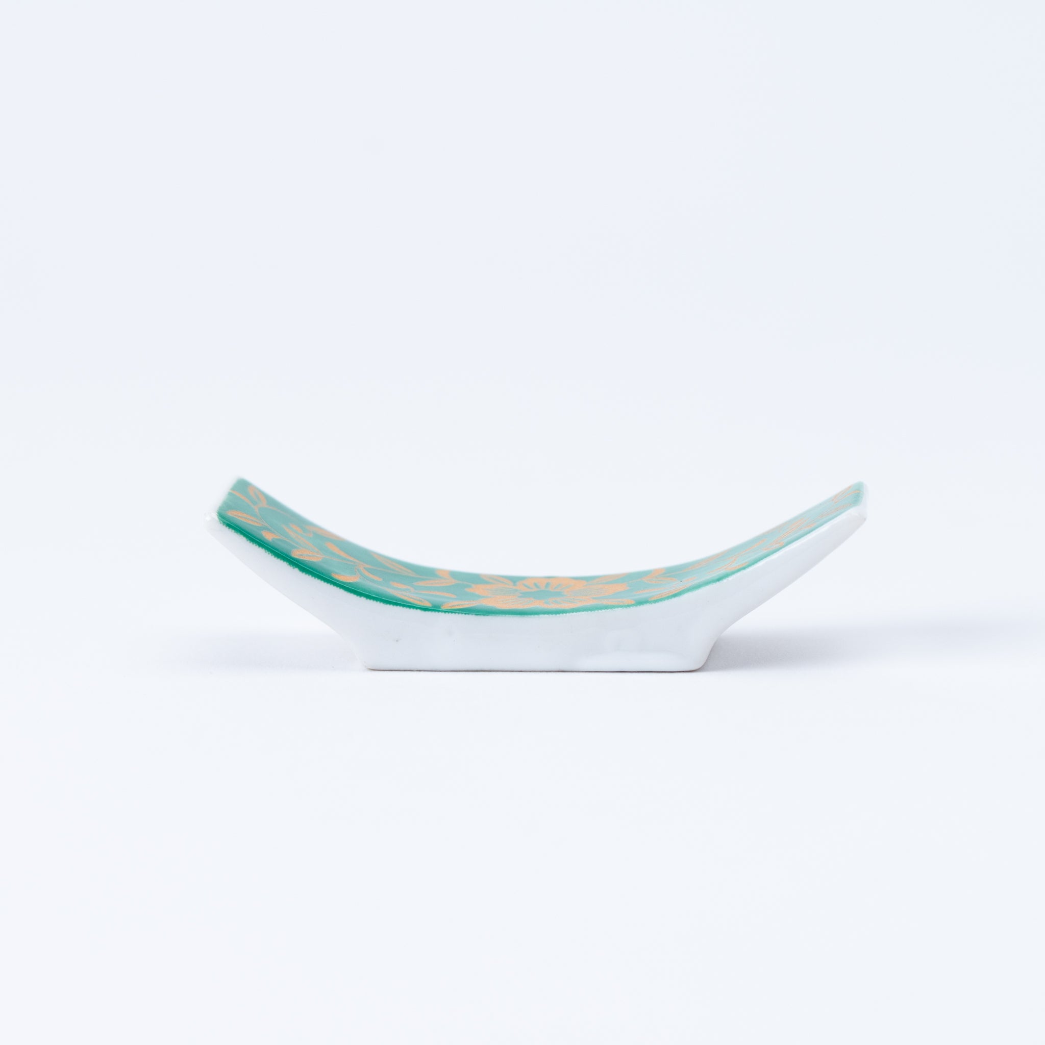 Golden Floral Green Chopstick Rest