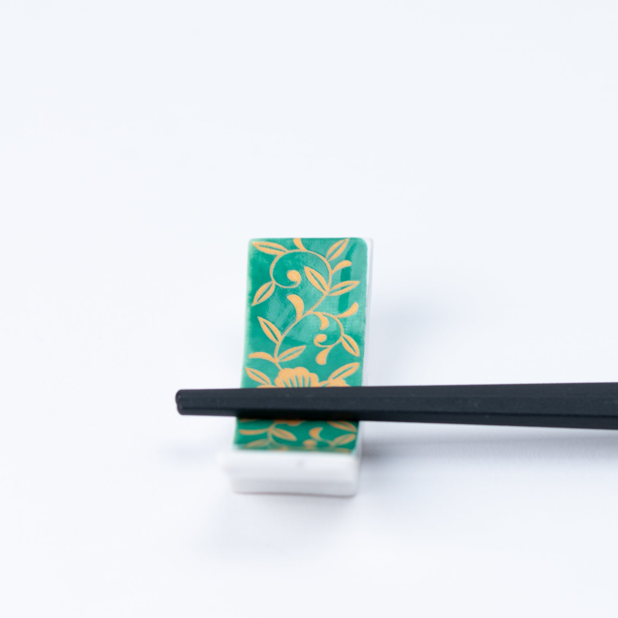 Golden Floral Green Chopstick Rest