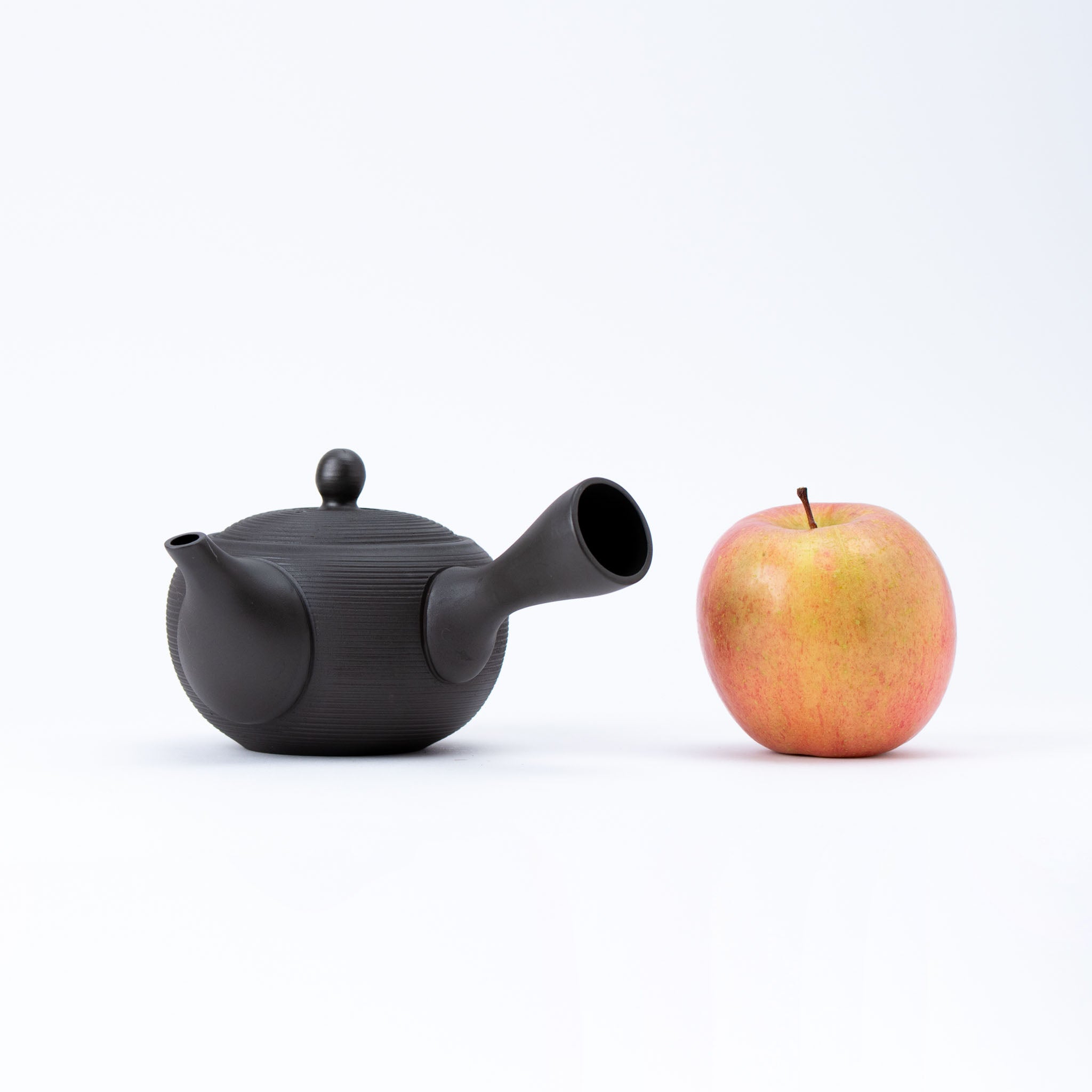 Tokoname Black & Vermilion Ridge Carving Teapot