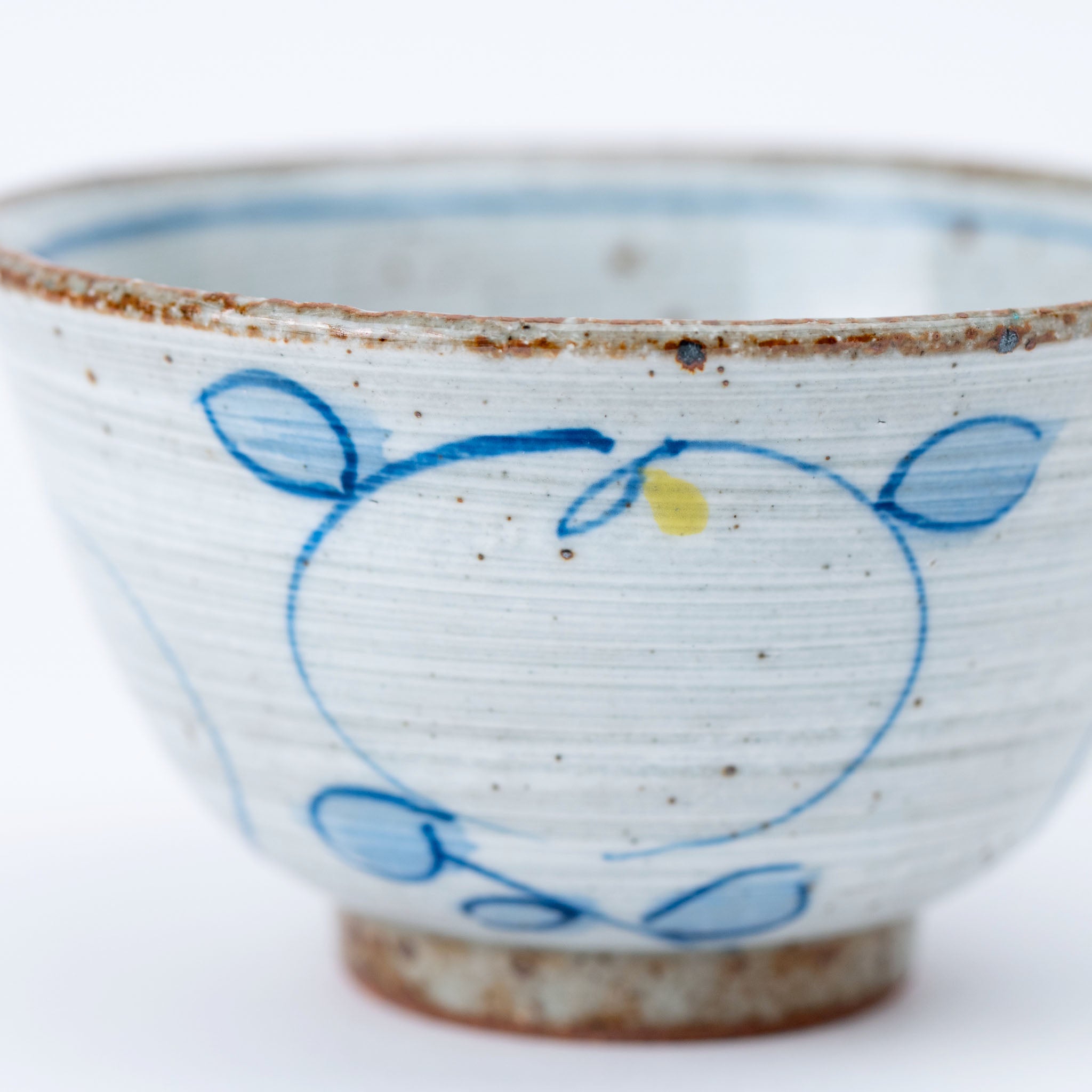 Hand-Painted Blue & Yellow Rice Bowl