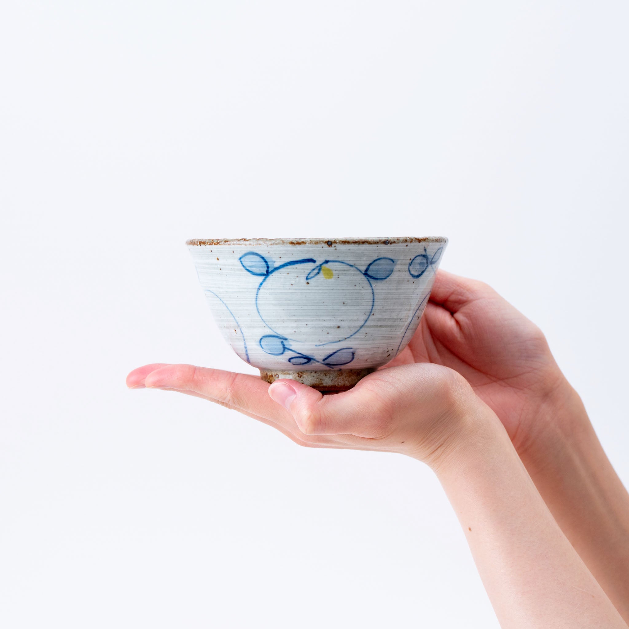 Hand-Painted Blue & Yellow Rice Bowl