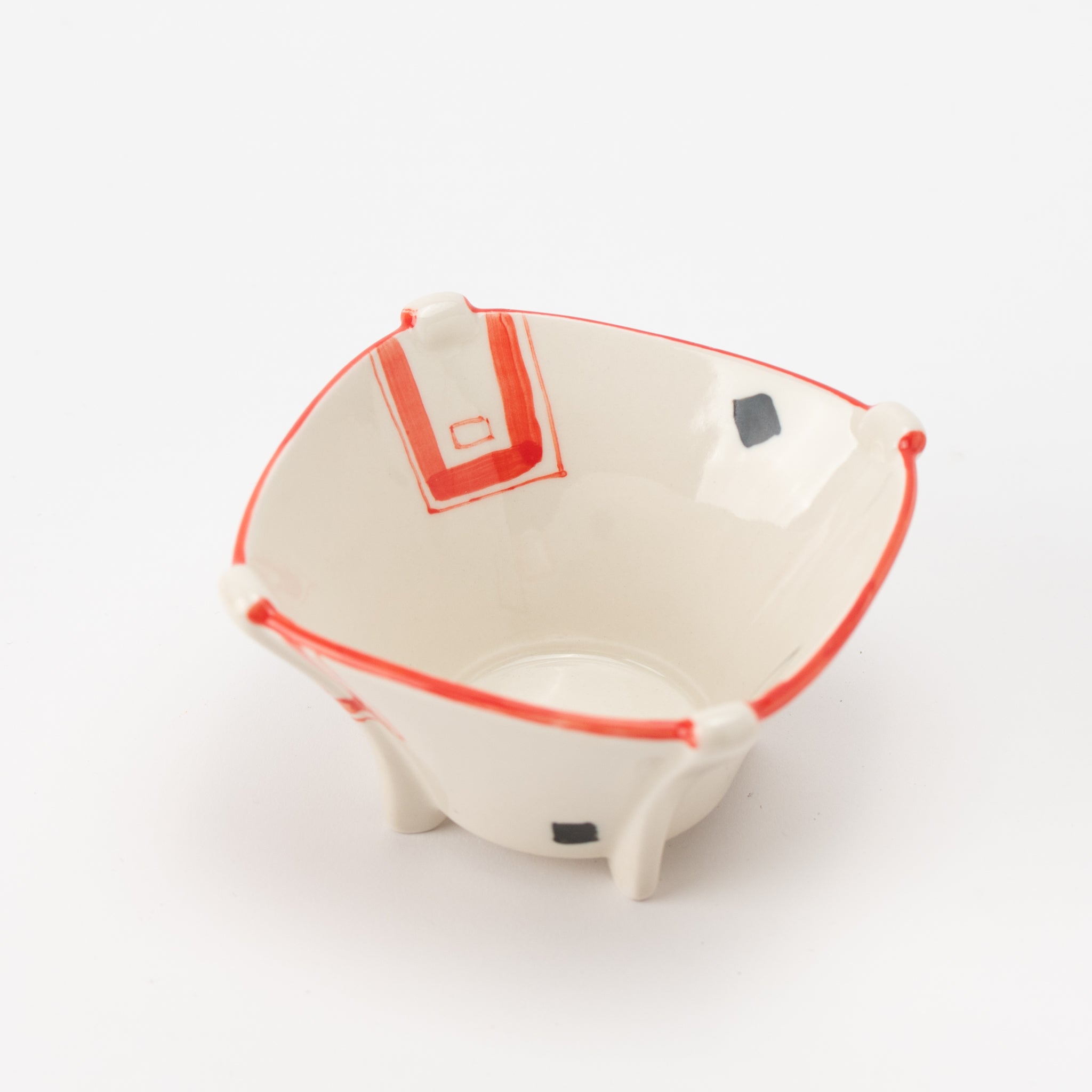 Geometric Pattern Four-Legged Small Bowl