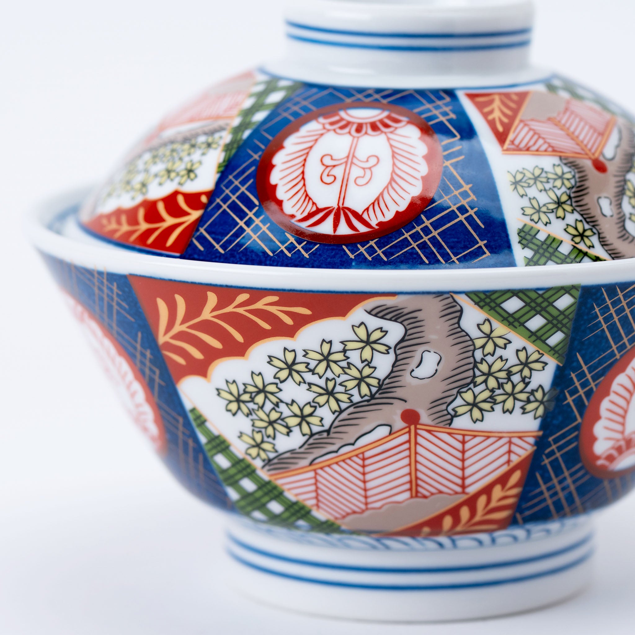 Traditional Red and Blue Motifs Bowl