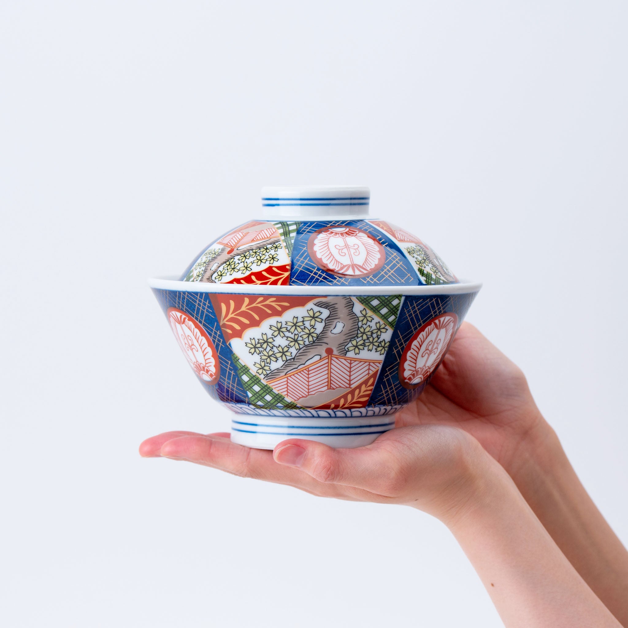 Traditional Red and Blue Motifs Bowl