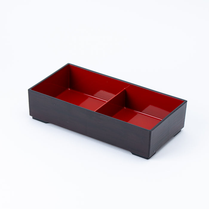 Black & Red Rectangular Japanese Bento Box (2-Compartment)