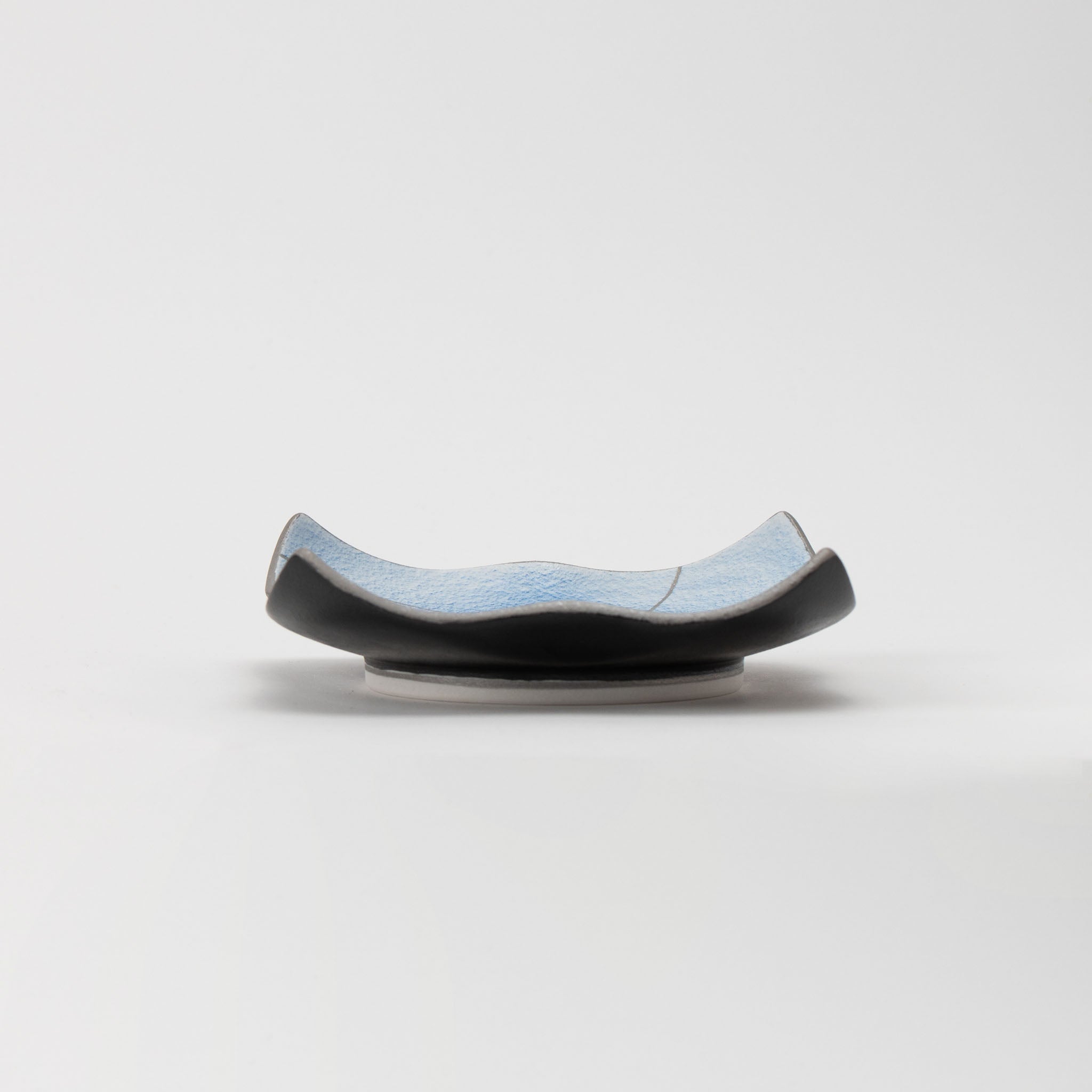 Cobalt Silver-Decorated Square Tenmoku Plate