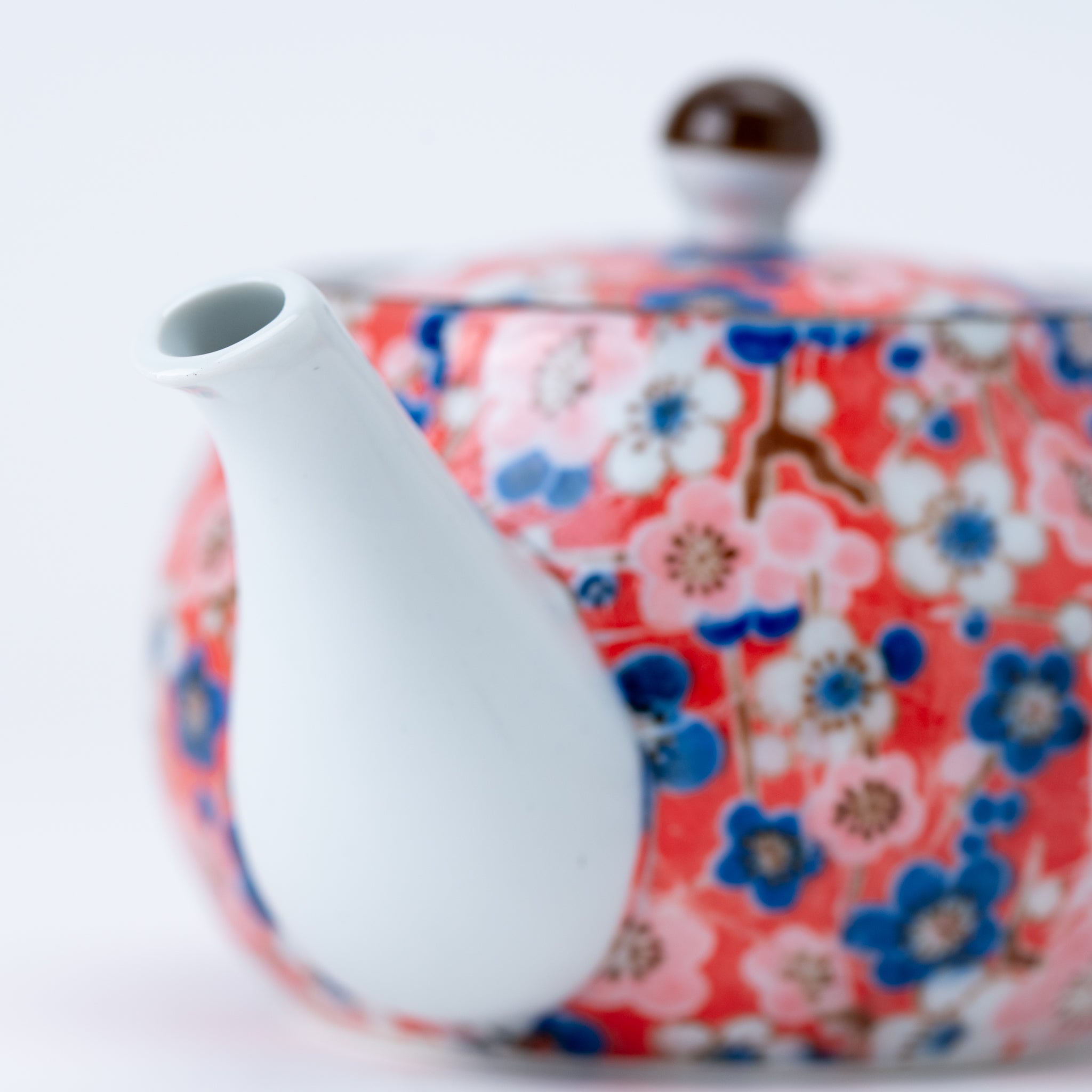Handcrafted Japanese Ume Plum Blossom Kyusu Teapot & Yunomi Teacup Set