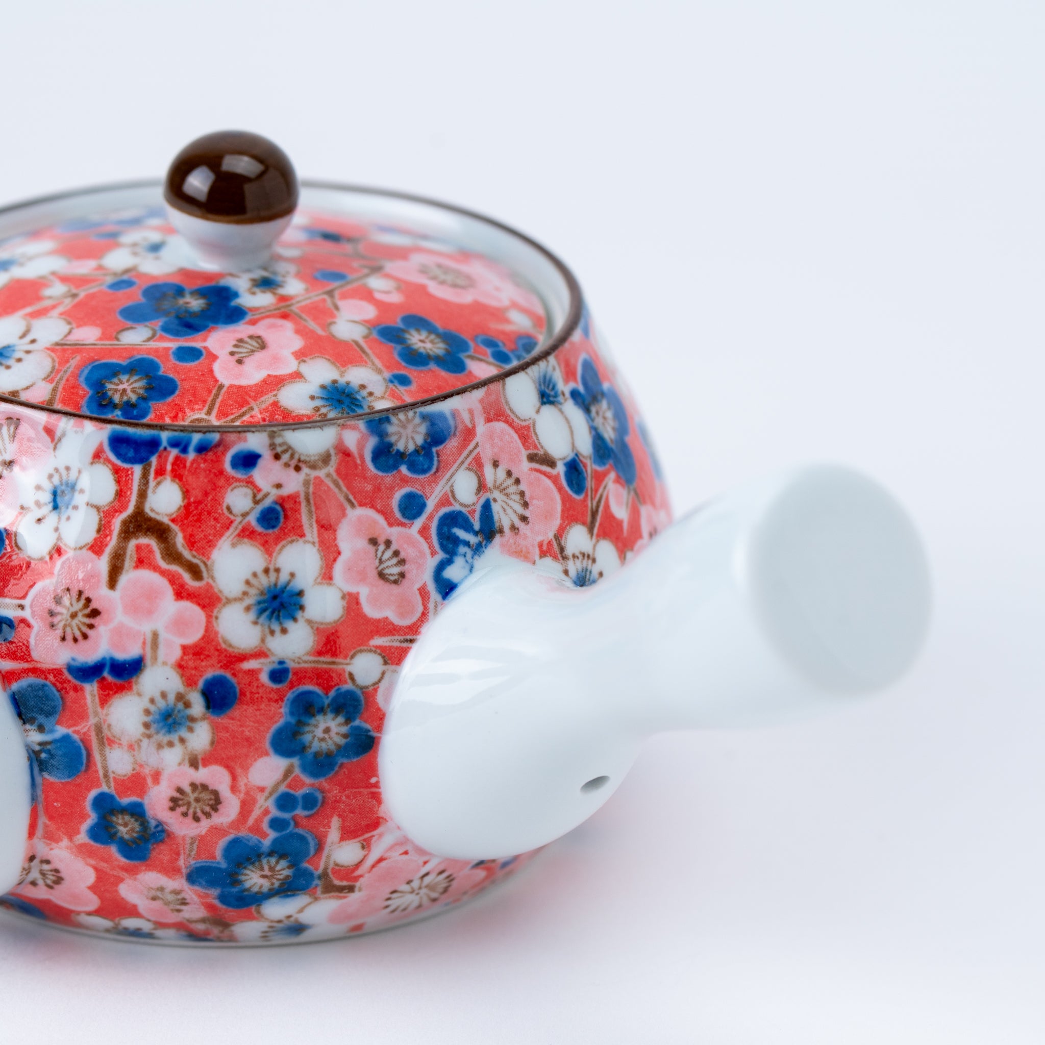 Handcrafted Japanese Ume Plum Blossom Kyusu Teapot & Yunomi Teacup Set