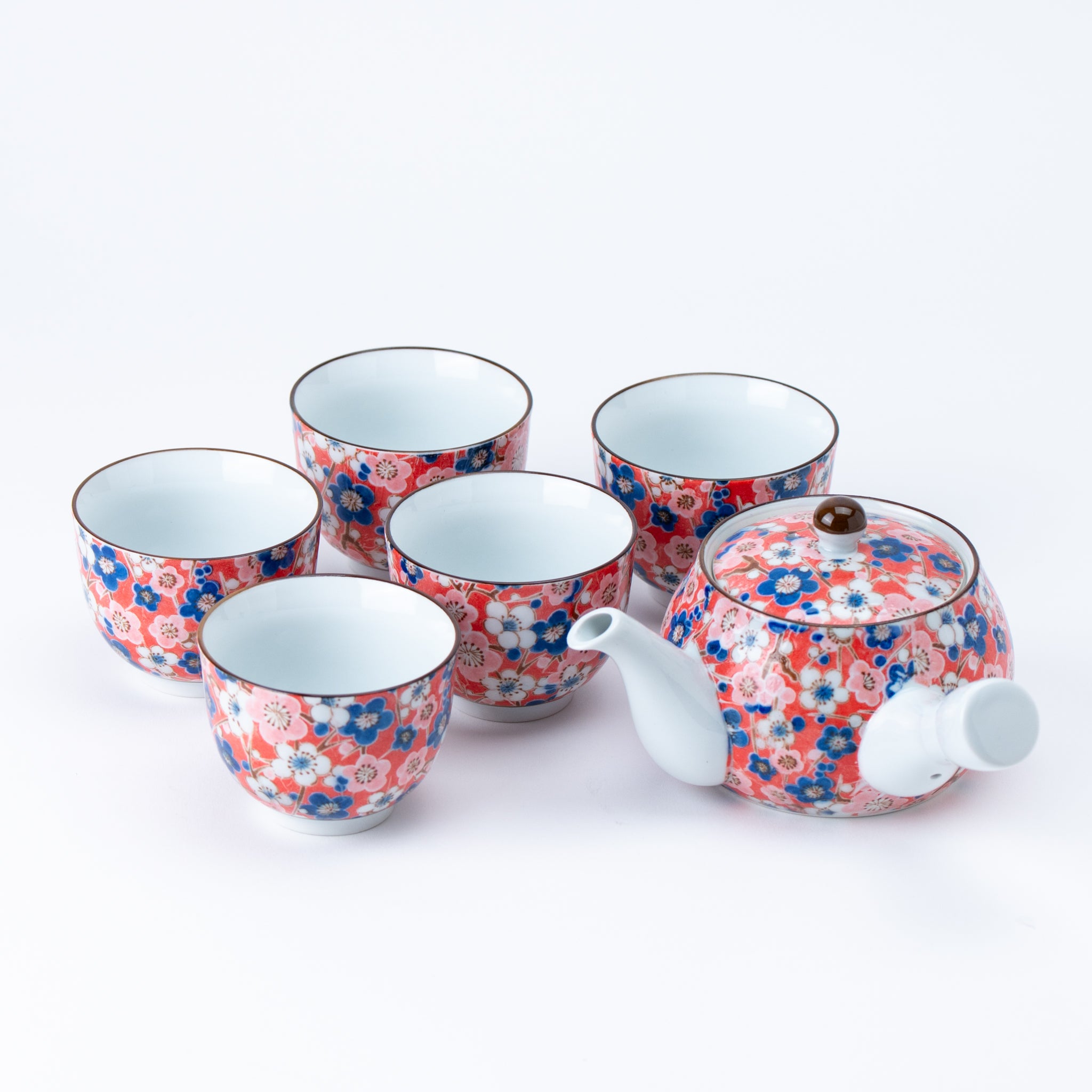 Ume Plum Blossom Kyusu Teapot (with Tea Strainer) & Yunomi Teacup Set