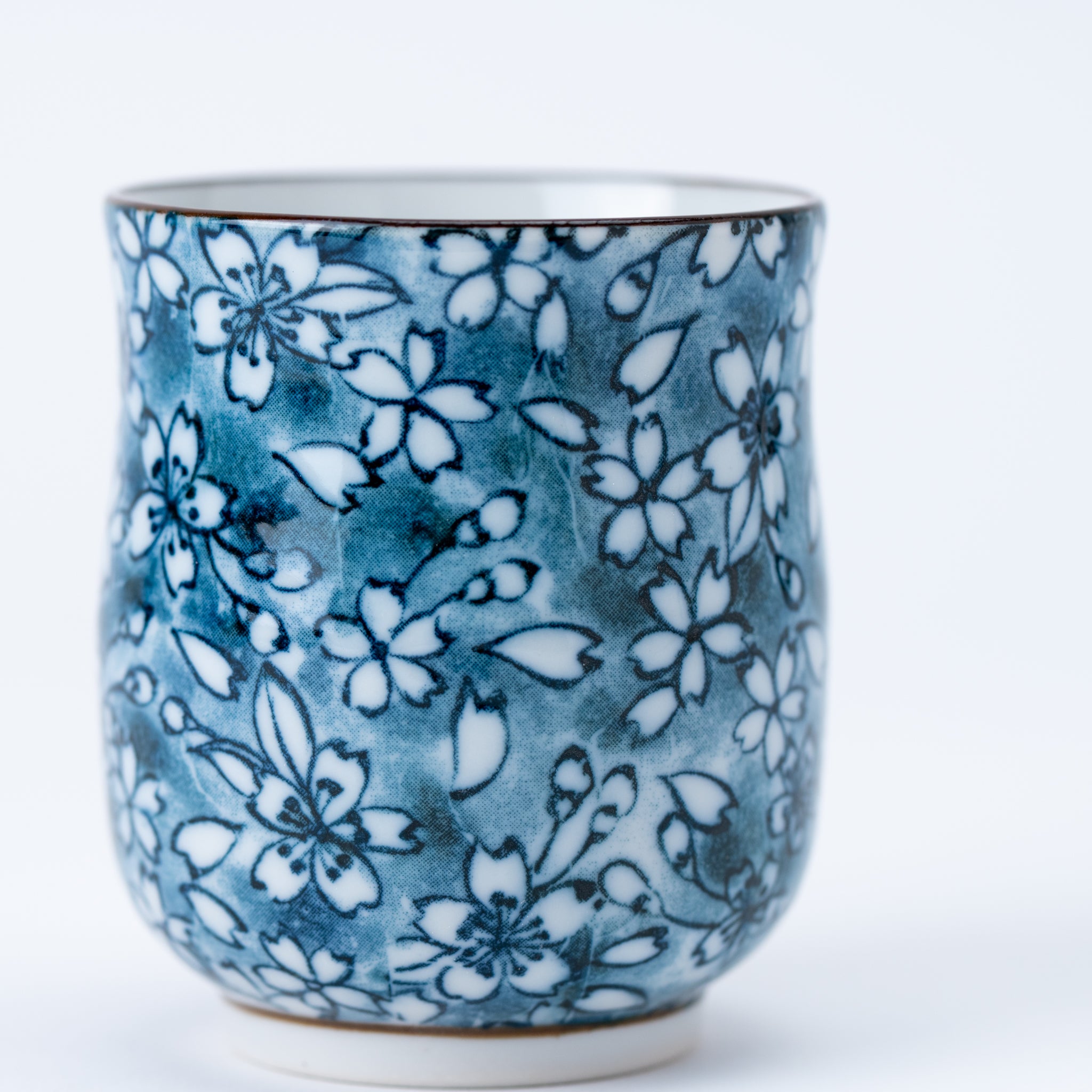 Indigo Sakura Teapot (with Tea Strainer) and Yunomi Teacup Set