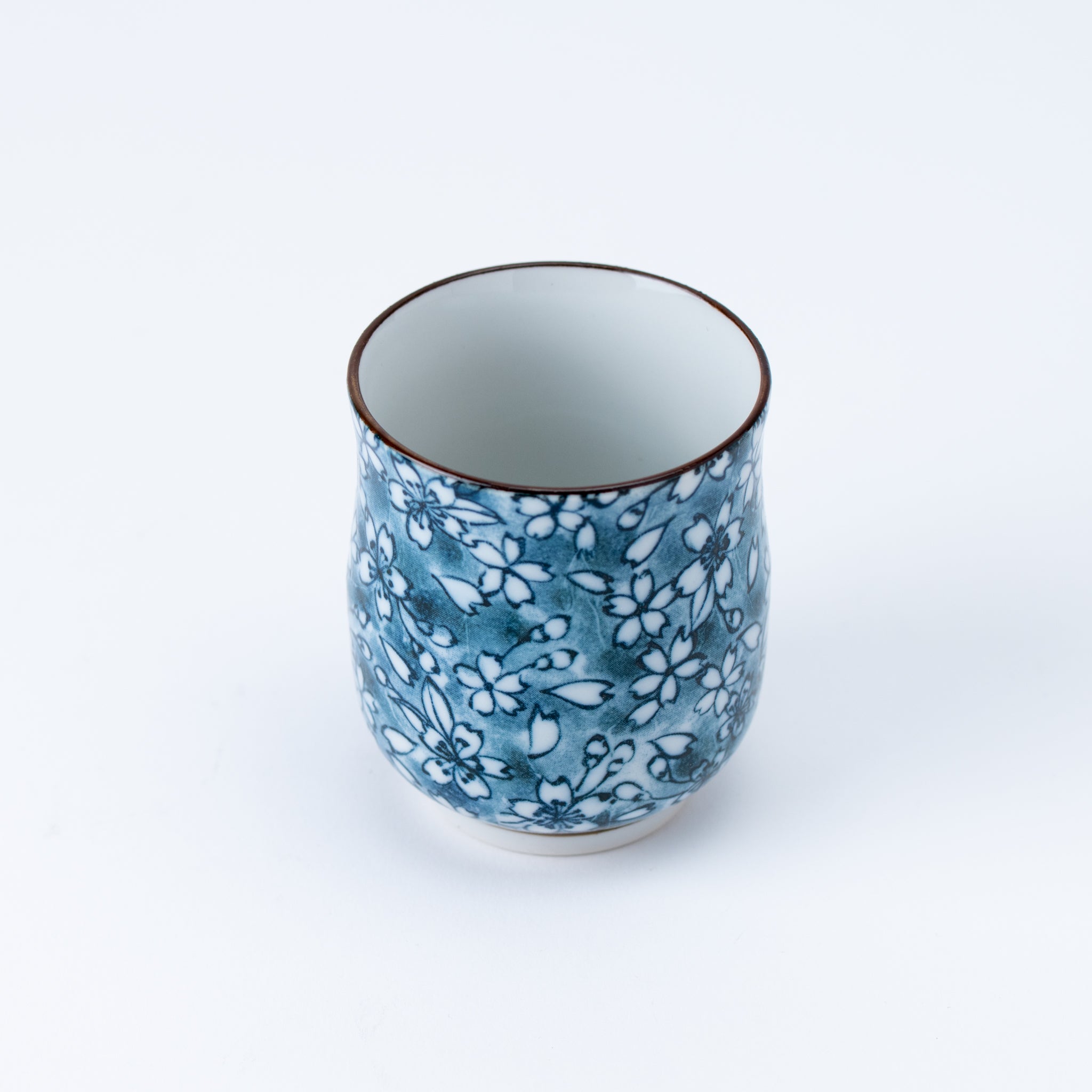 Indigo Sakura Teapot (with Tea Strainer) and Yunomi Teacup Set