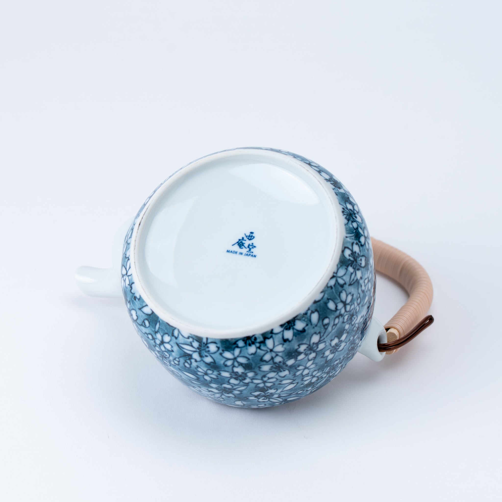 Indigo Sakura Teapot (with Tea Strainer) and Yunomi Teacup Set