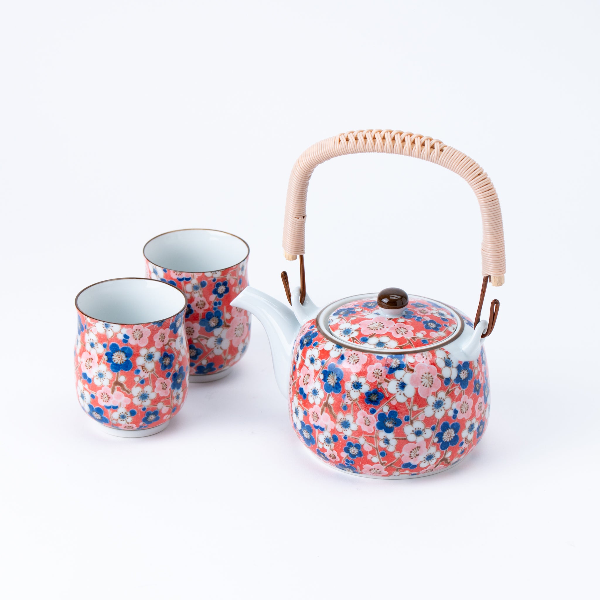 Colorful Blossom Teapot (with Tea Strainer) & Yunomi Teacup Set