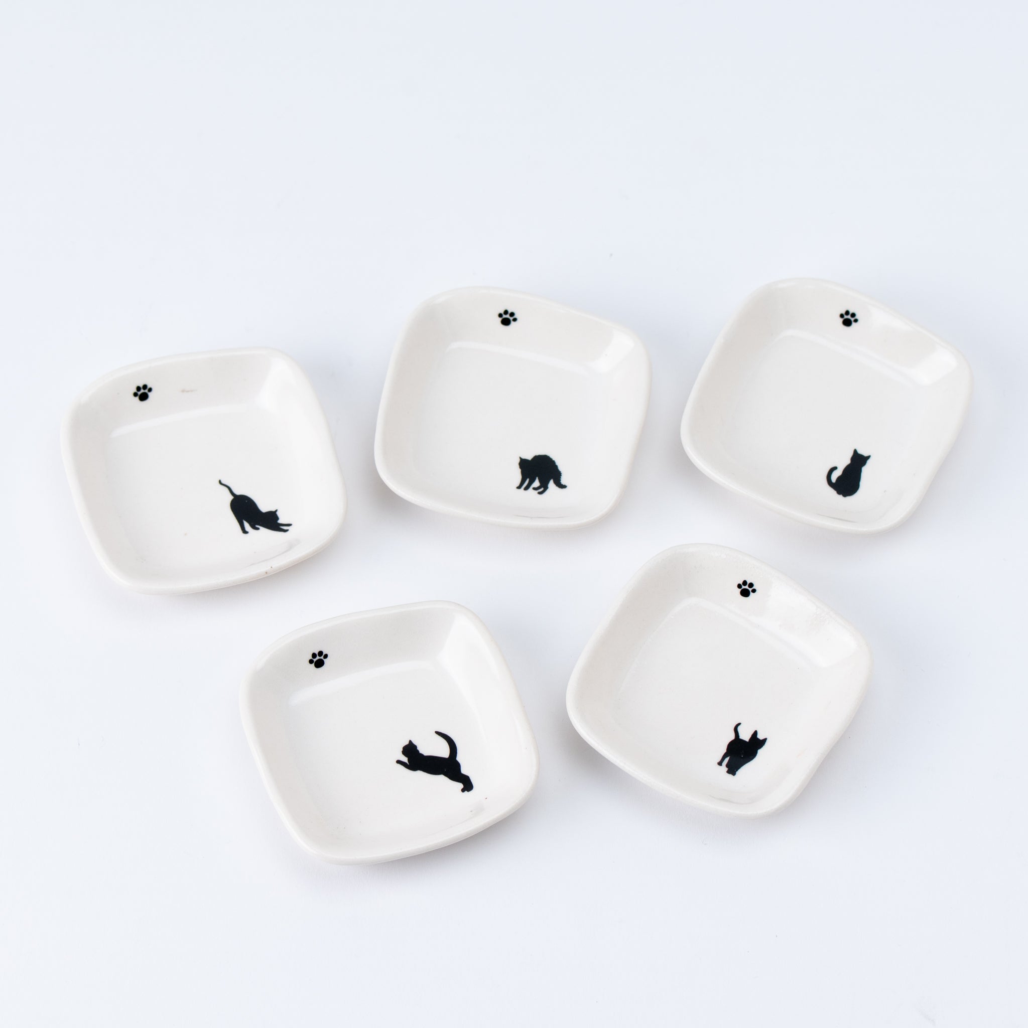 Small Plate Set – Black Cats Silhouettes (5pc set)