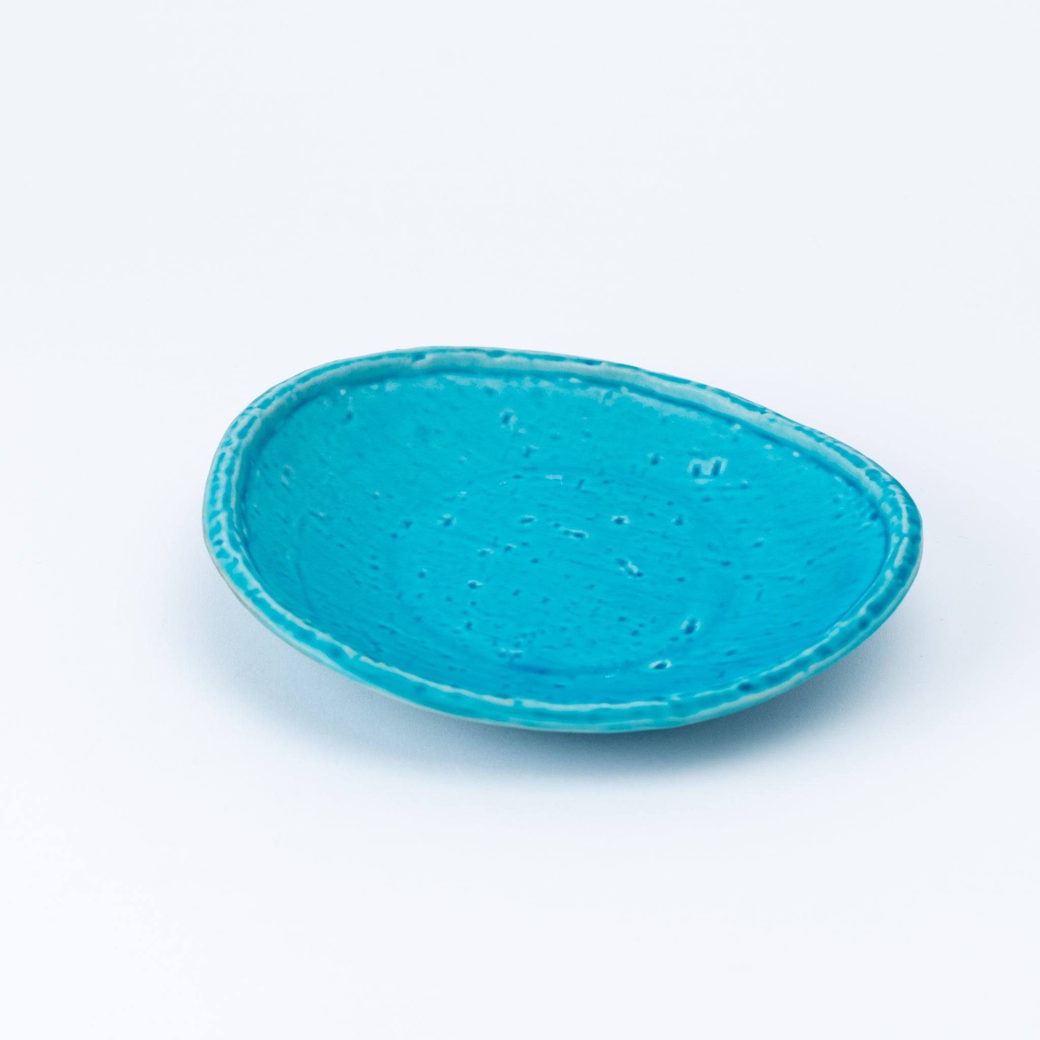Egg-shaped Rim Plate – Turquoise Glaze