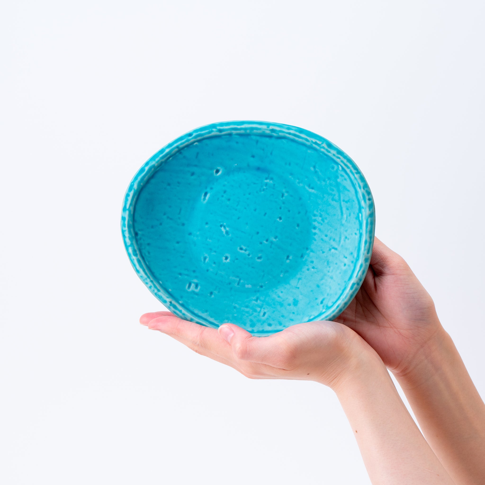 Egg-shaped Rim Plate – Turquoise Glaze