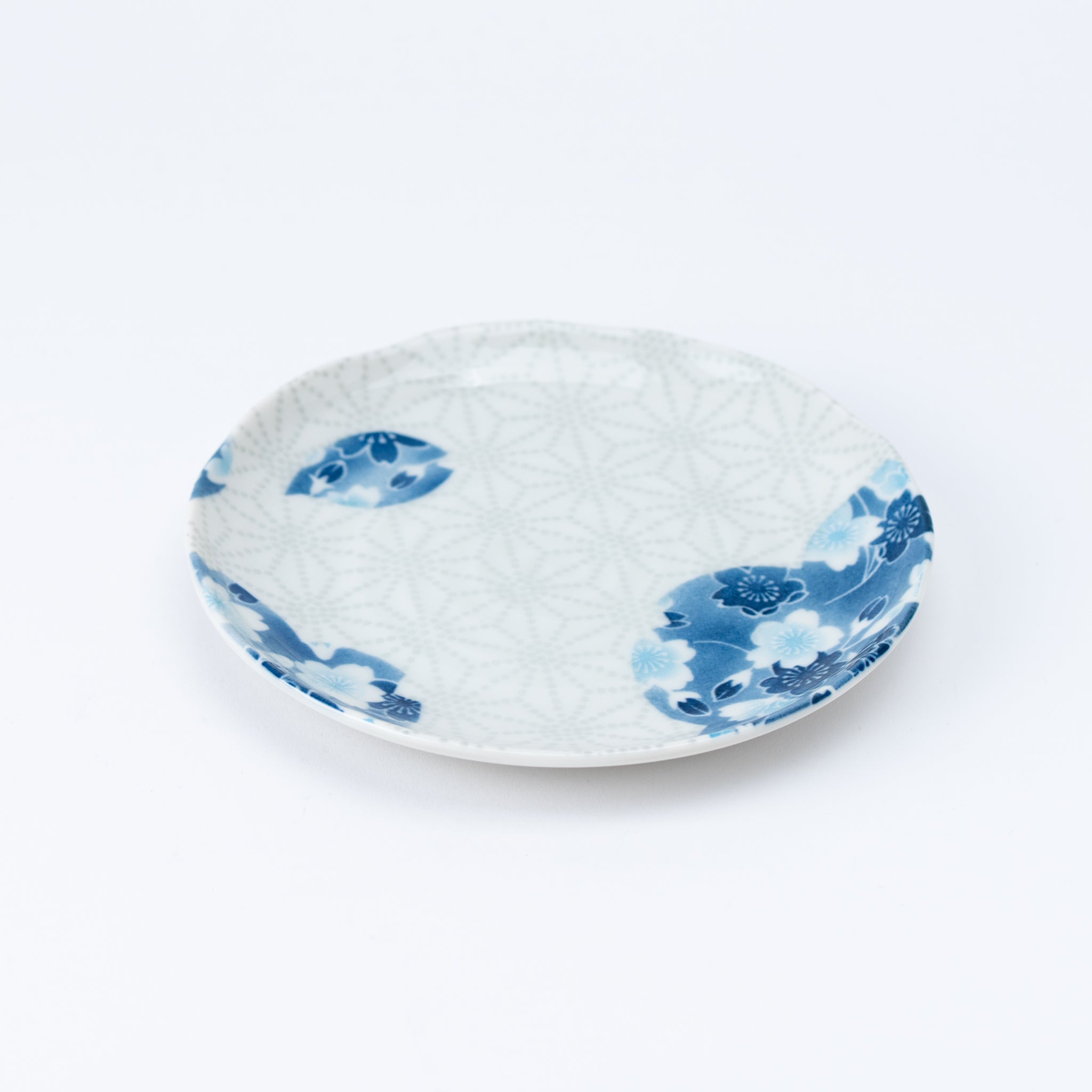 Plate – Indigo Blossom with Asanoha Motif
