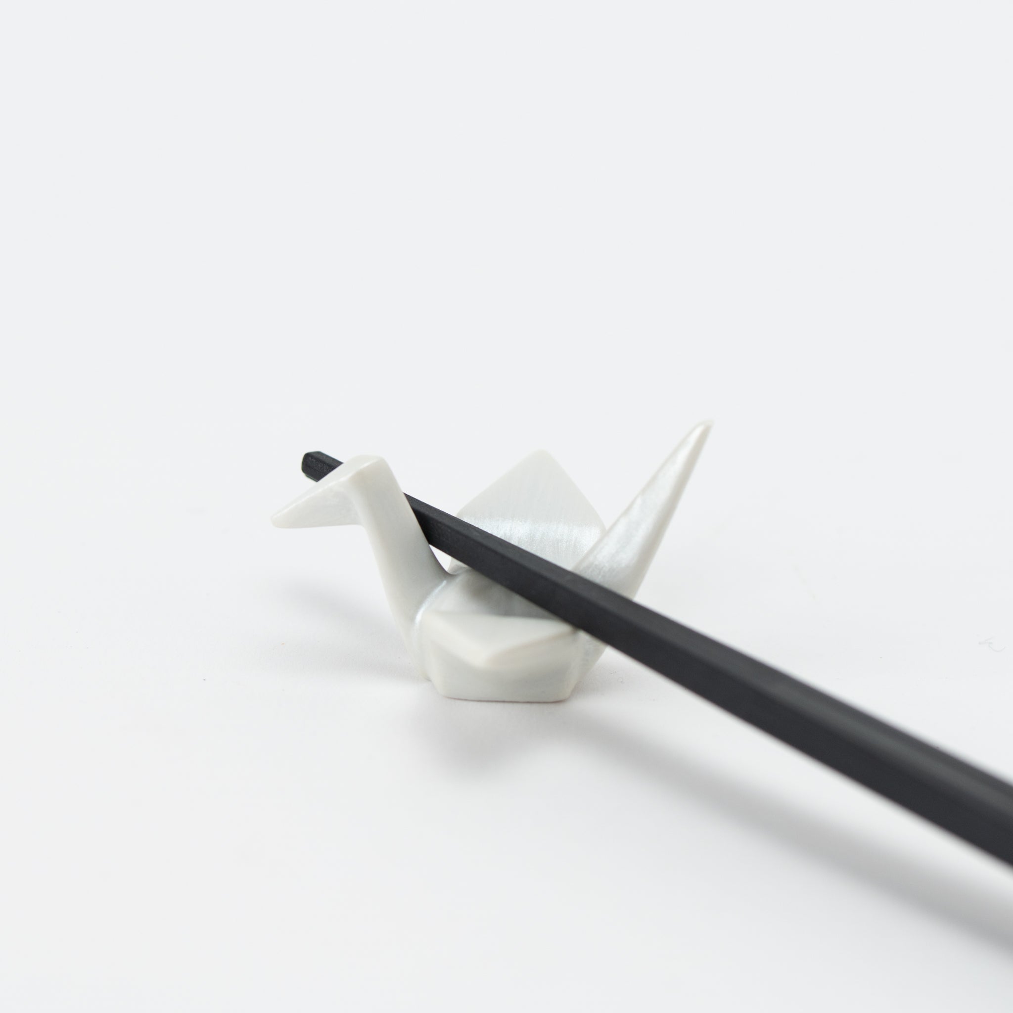Origami Crane Silver White Chopstick Rest