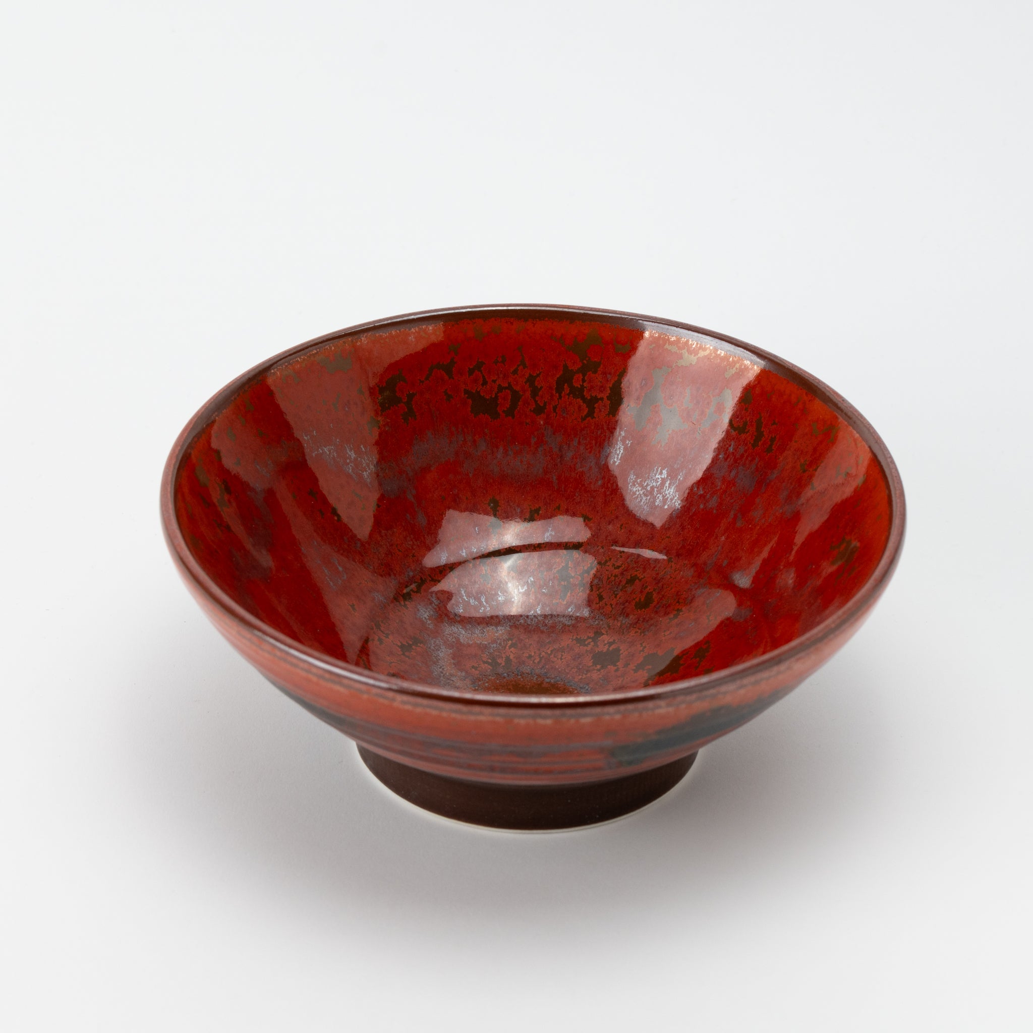 Red and Black Brushstroke Flared Donburi Bowl