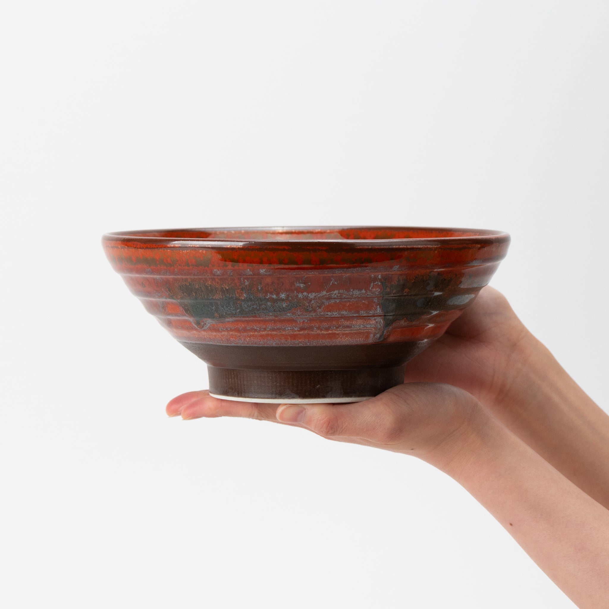 Red and Black Brushstroke Flared Donburi Bowl