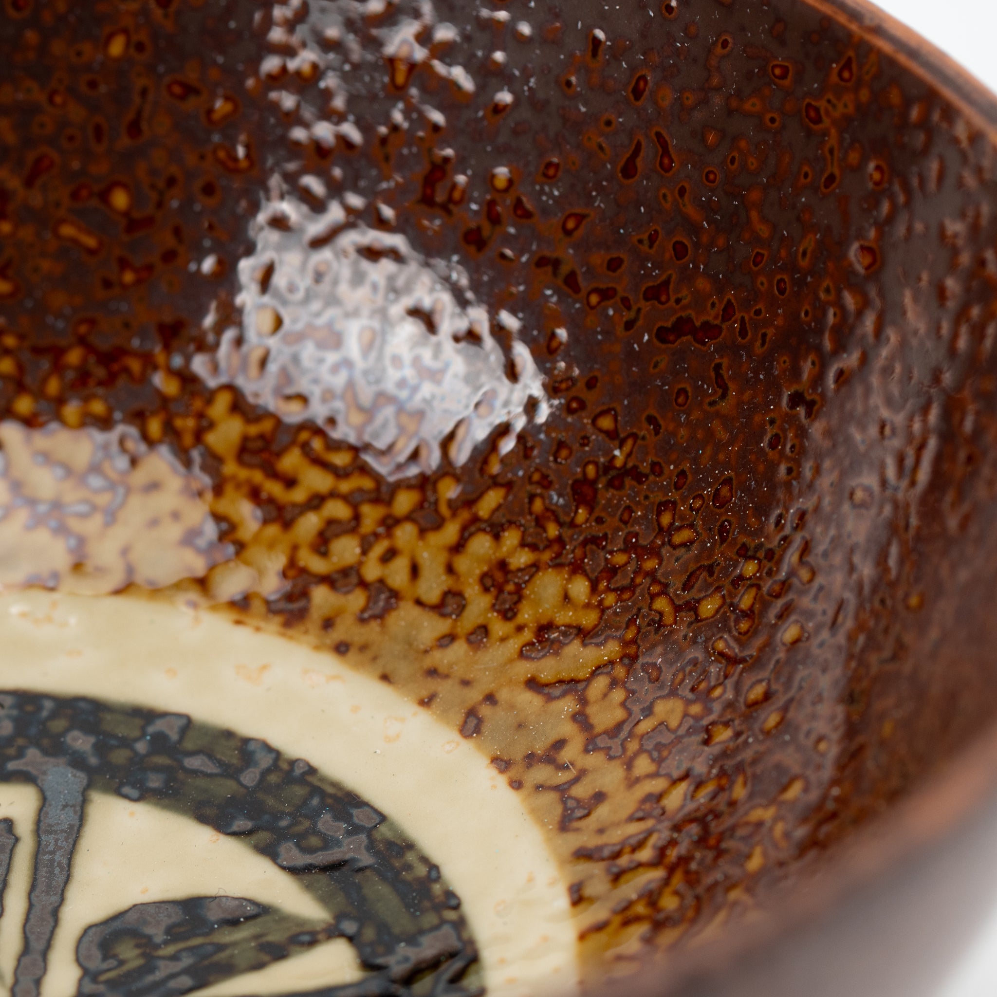 Rust Circle Motif Footed Donburi Bowl