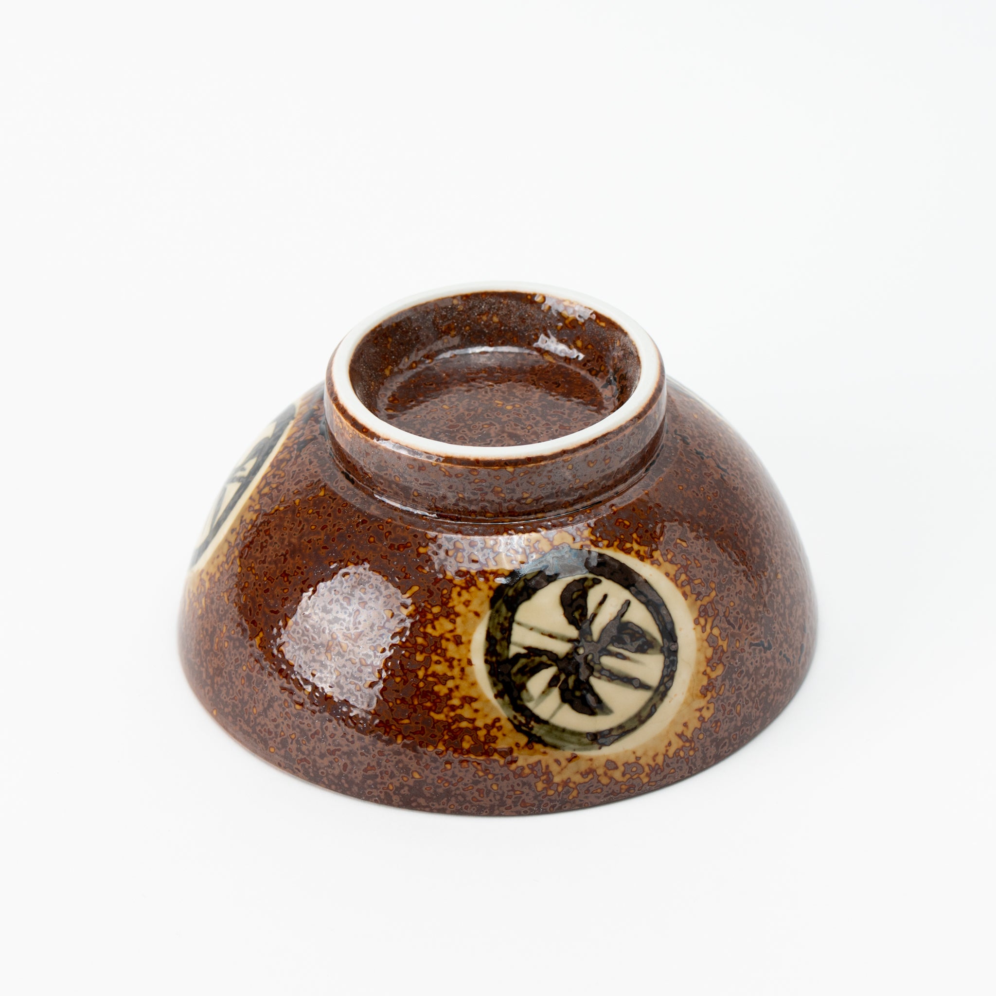 Rust Circle Motif Footed Donburi Bowl