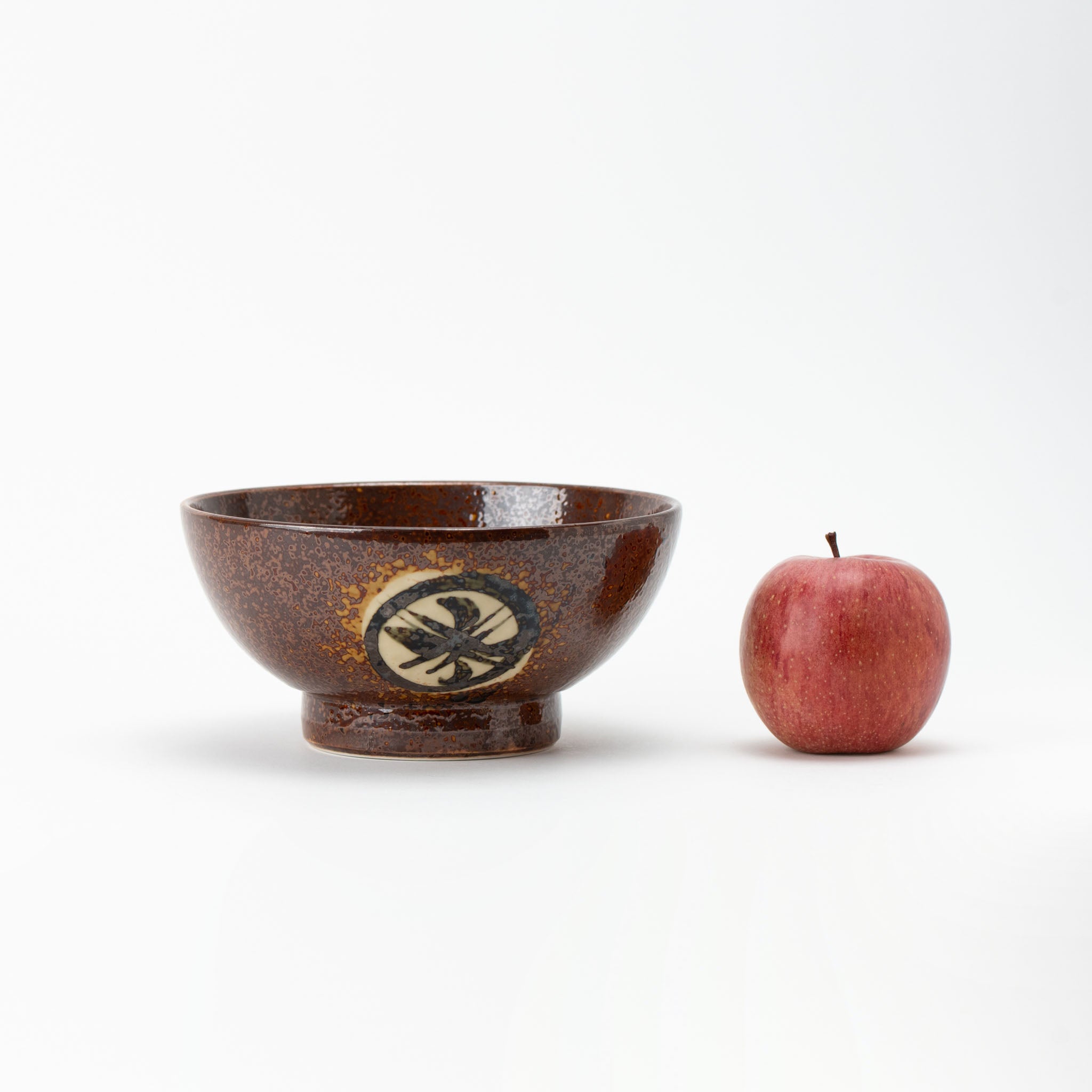 Rust Circle Motif Footed Donburi Bowl