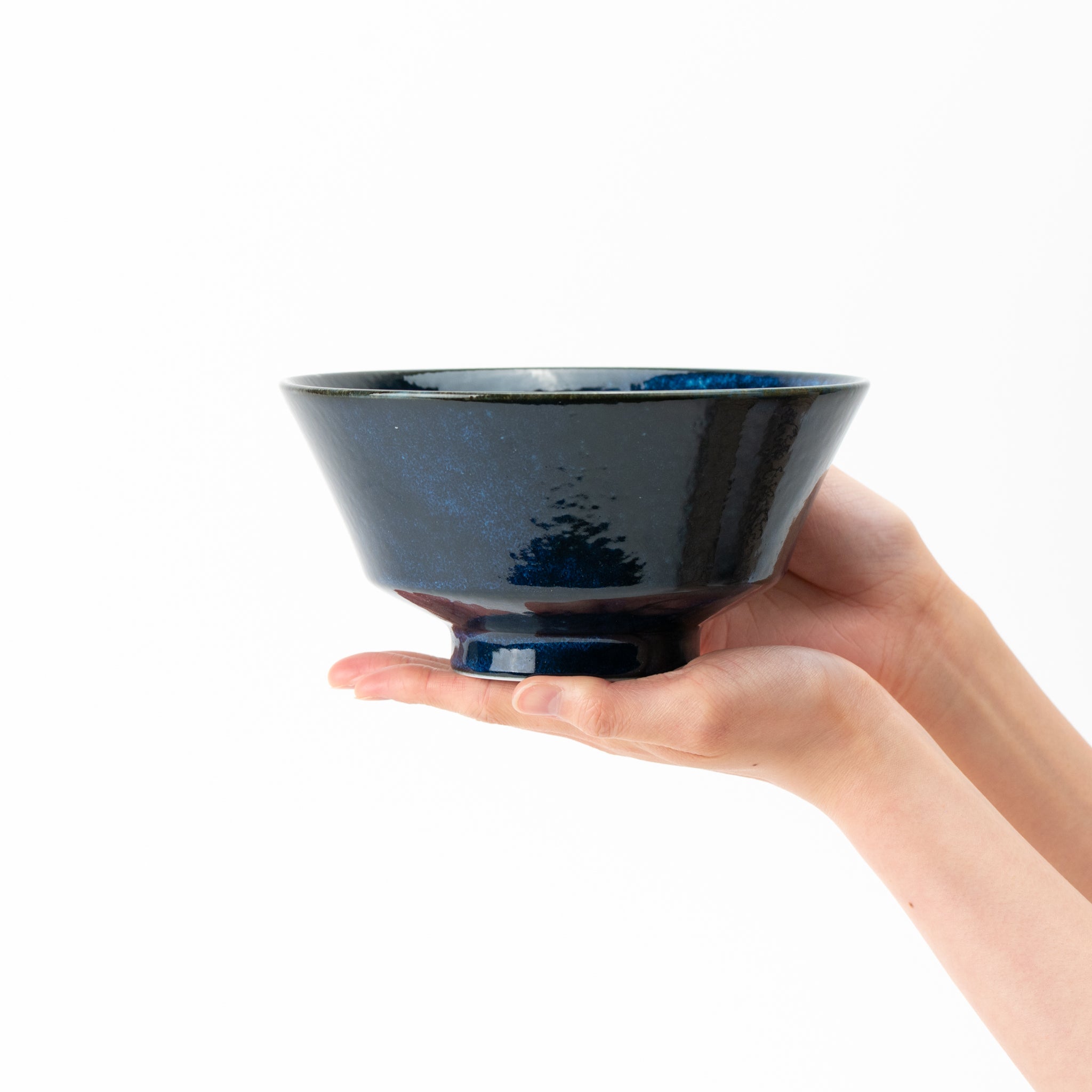 Kiln-Varied Navy Flared Donburi Bowl