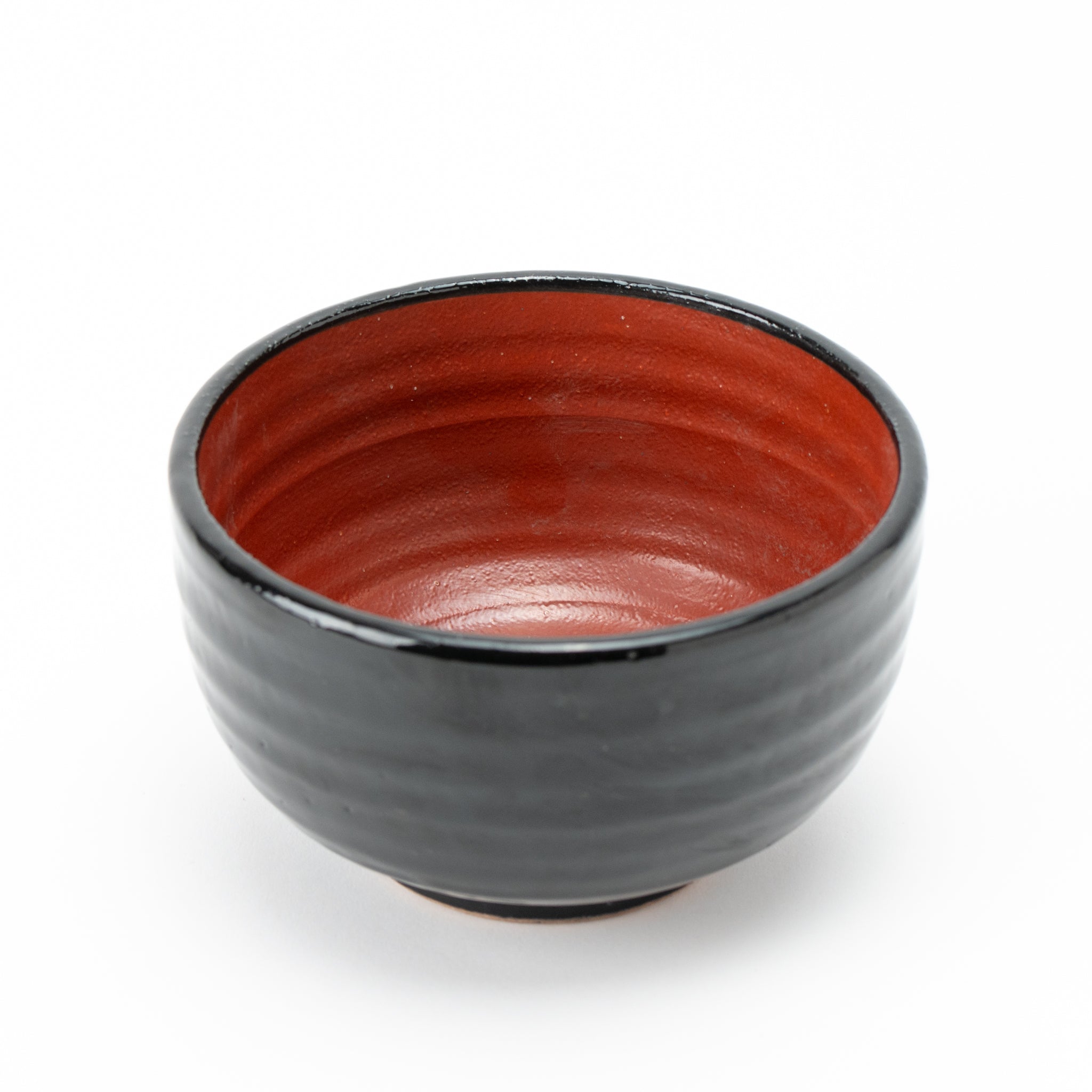 Red and Black Rounded Donburi Bowl