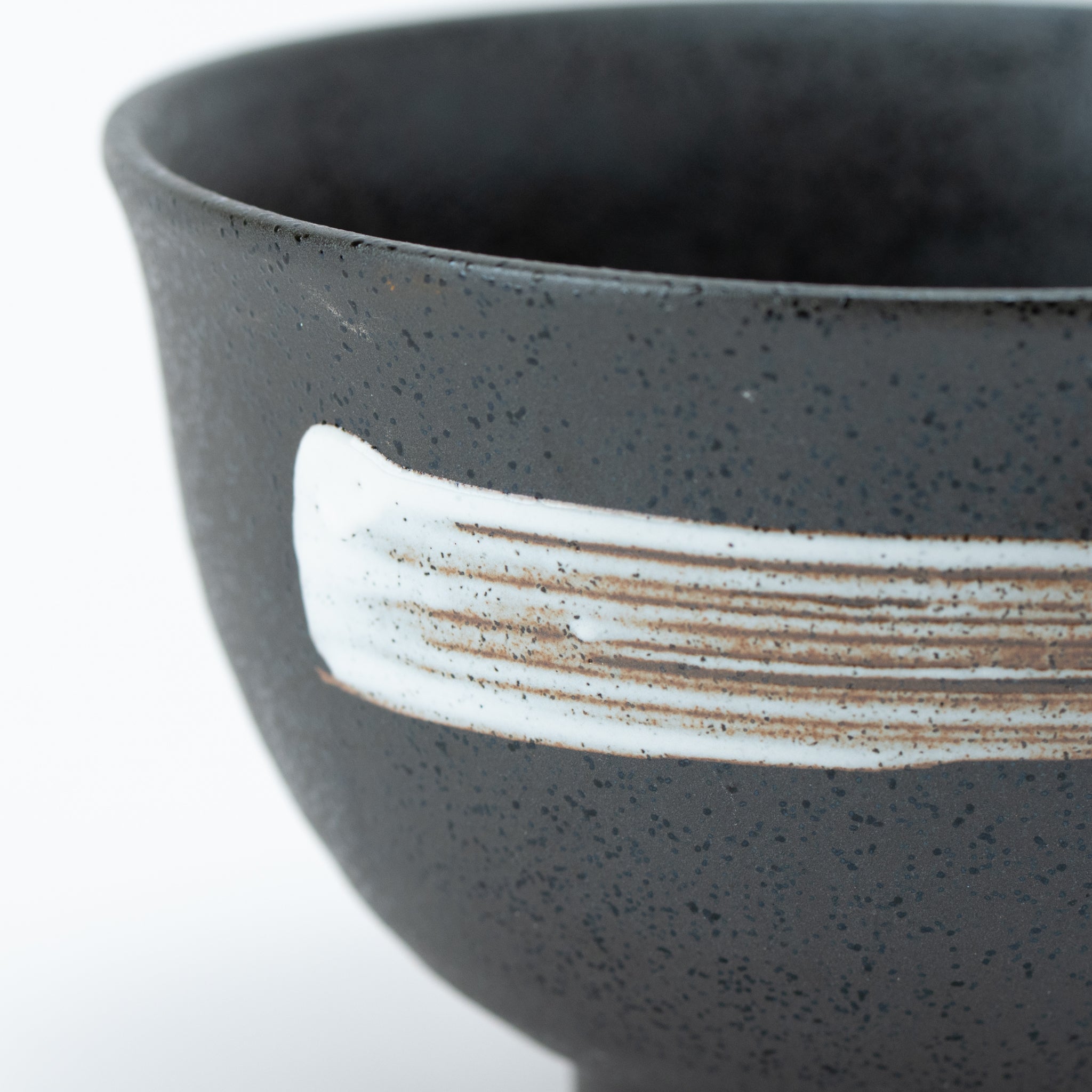 White Brush Tenmoku Flared Tamori Bowl