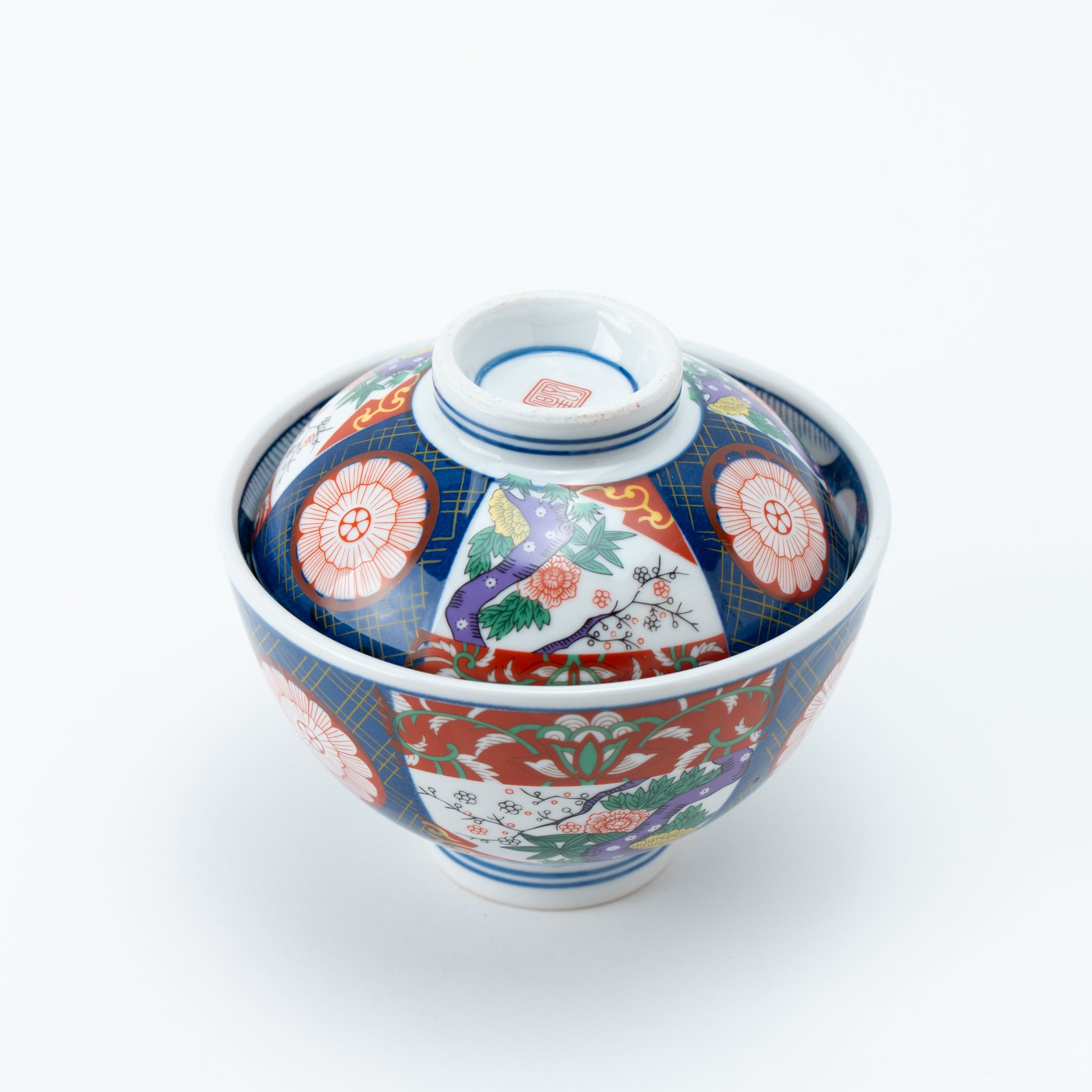 Splendid Brocade Peony Lidded Donburi Bowl