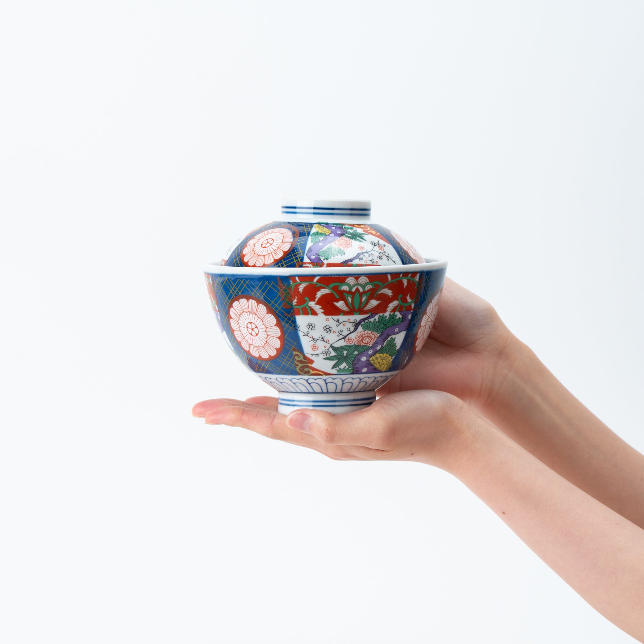 Splendid Brocade Peony Lidded Donburi Bowl