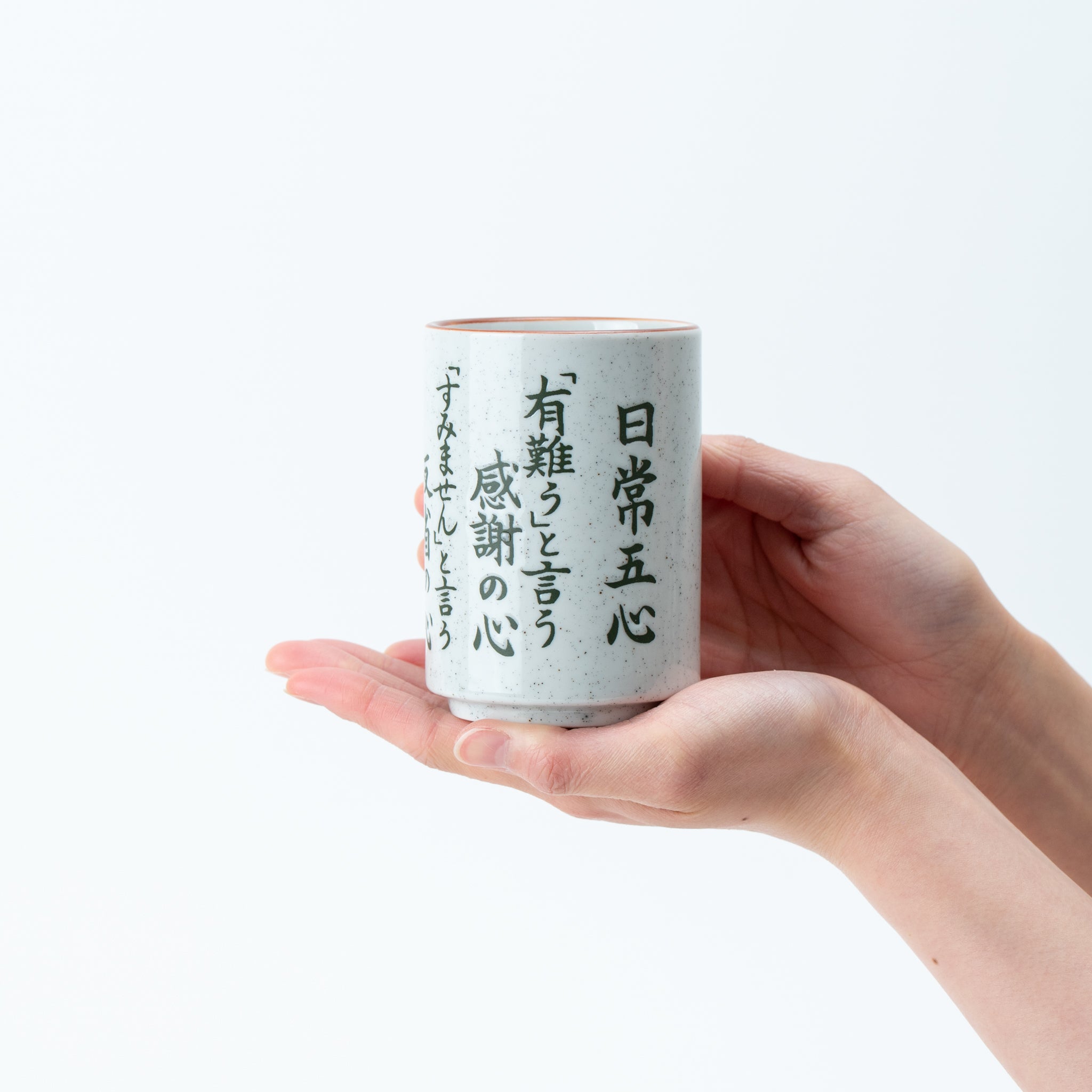 Handmade Mino Ware Yunomi Teacup - The Five Hearts (Nichijo Goshin) Design