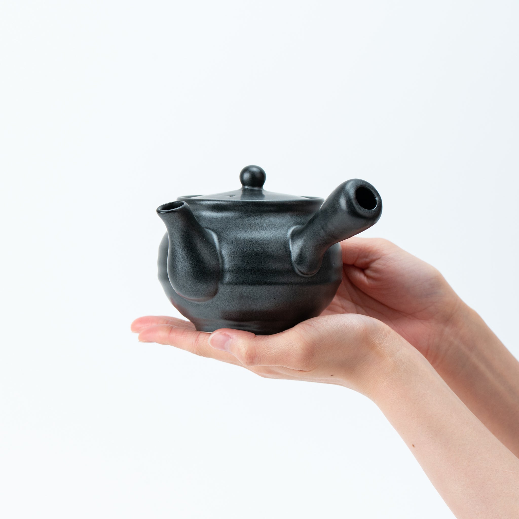 Black Rokubei Teapot (with Tea Strainer)
